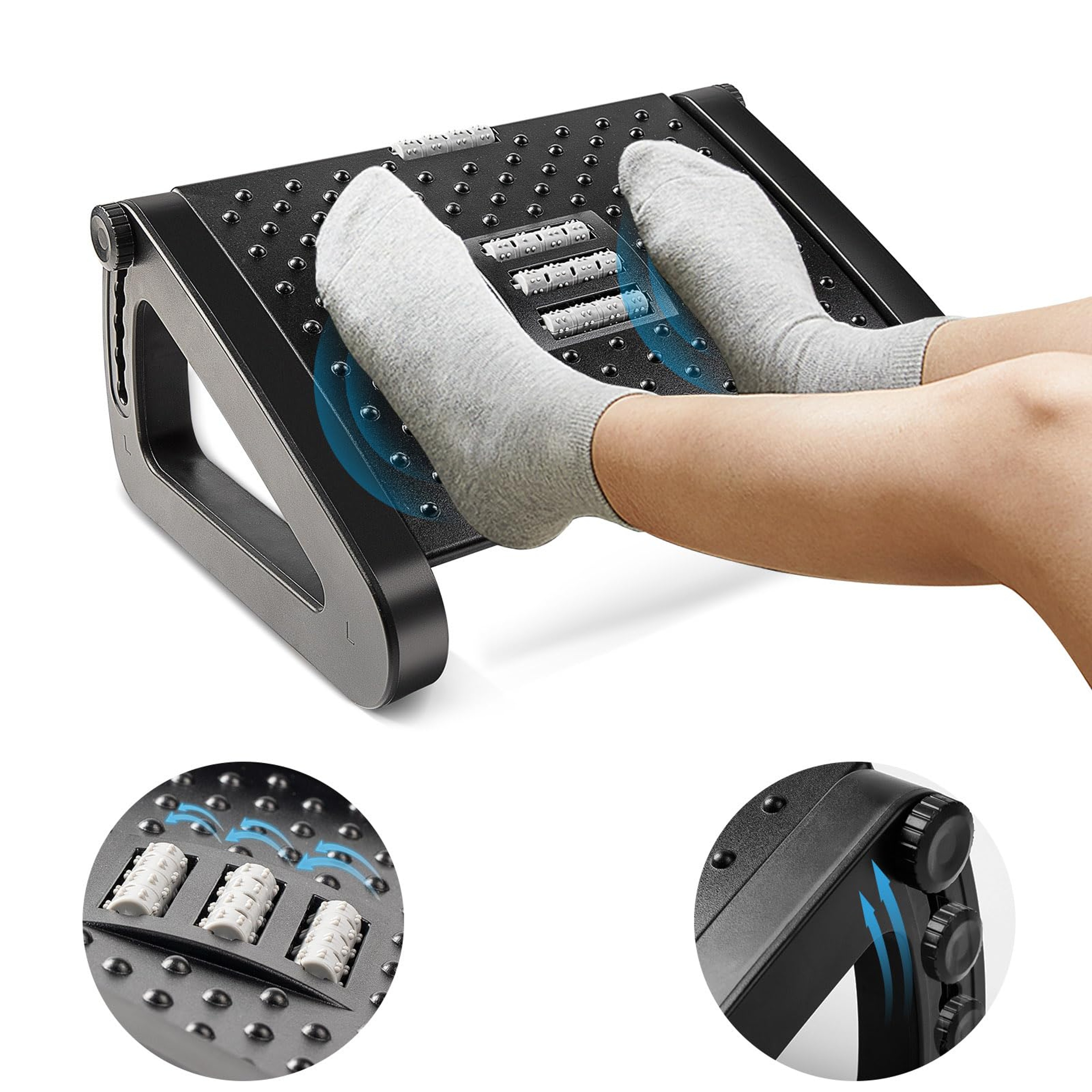 Ergonomic Under Desk Footrest with Massage Rollers for Pain Relief – view 8