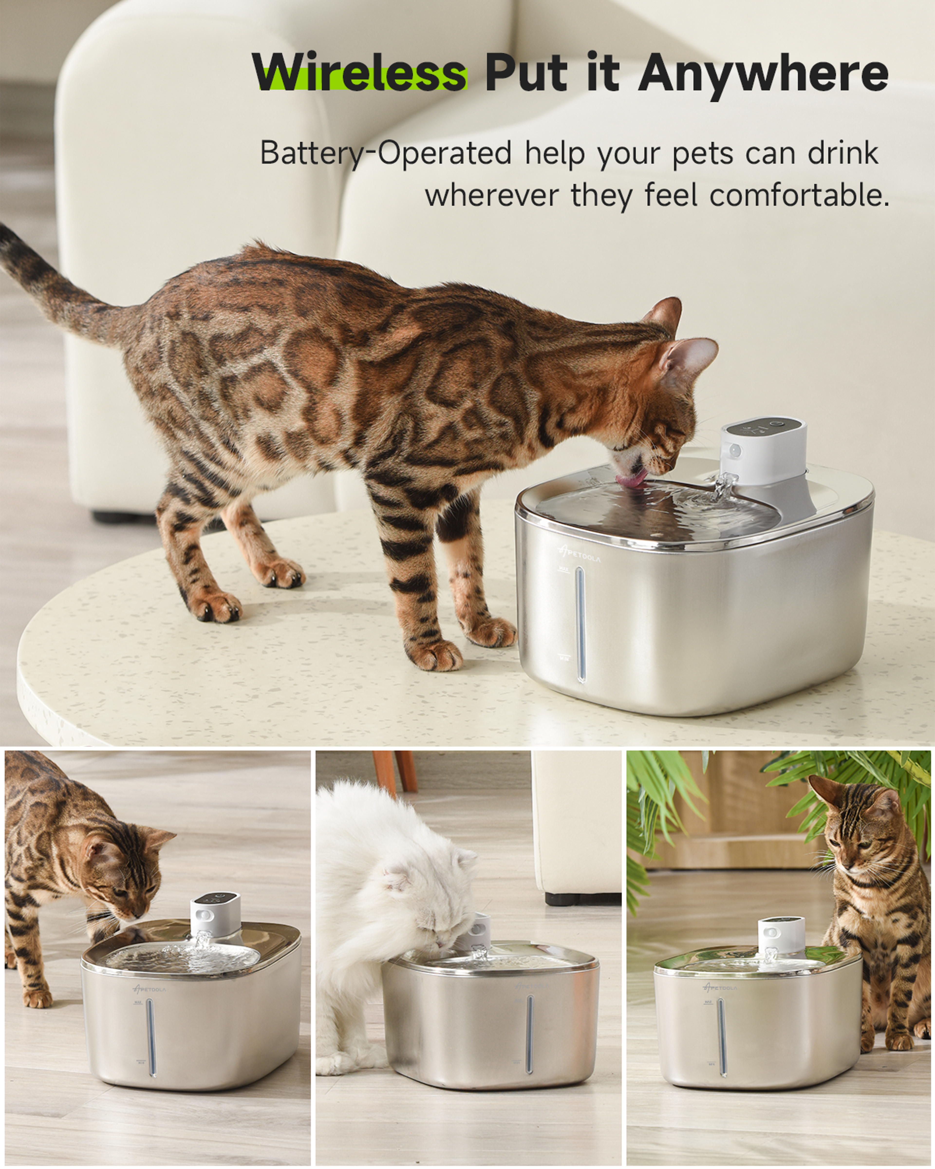 Wireless Cat Water Fountain With Auto Sensor For Cats  Dogs Smart Pet Drinking Dispenser For Health 1