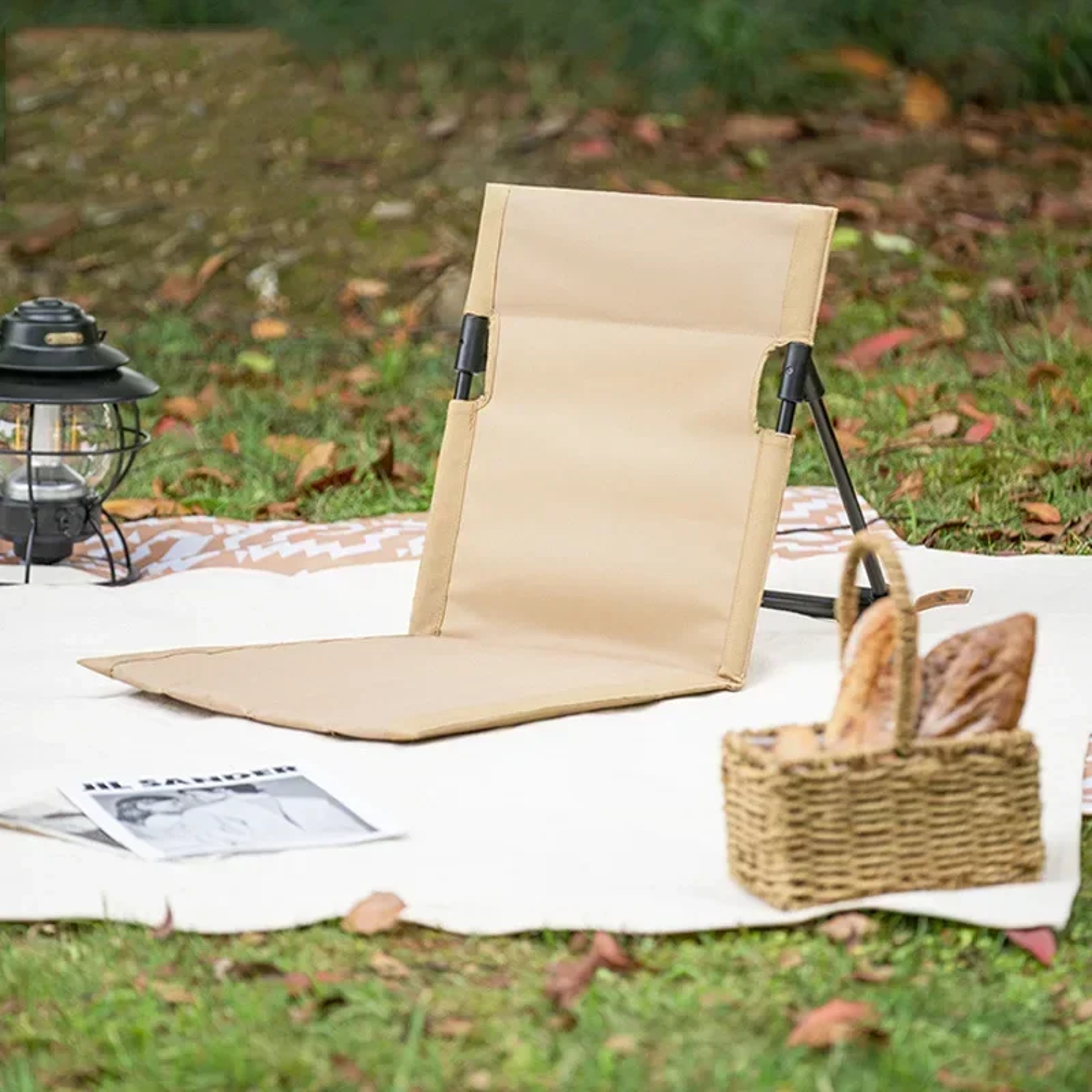 Foldable Outdoor Camping Chair with Cushion and Backrest, Portable Beach Chair for Picnic, Garden, and Park – view 1
