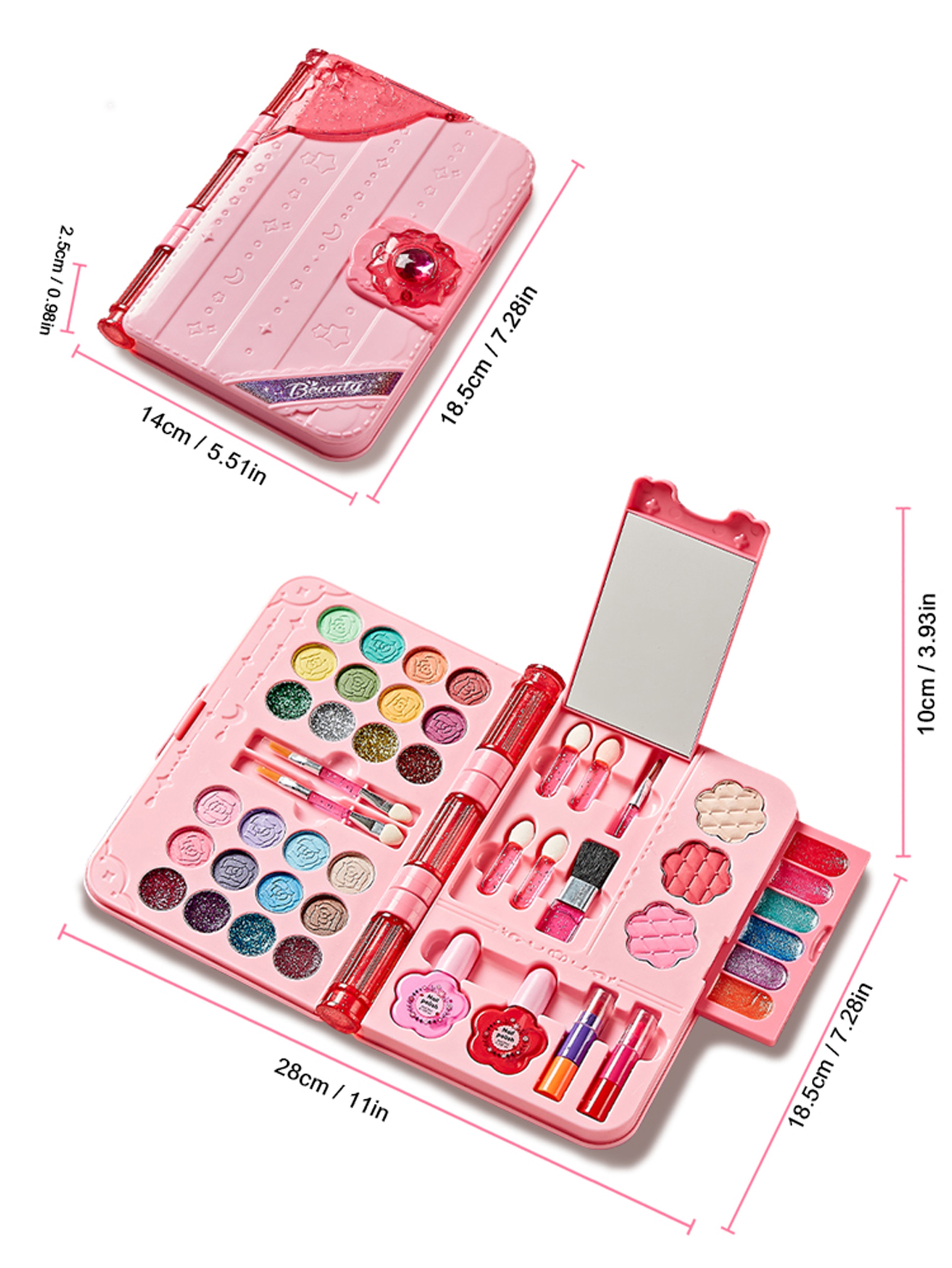 Kids Makeup Kit for Girls, Washable Beauty Dress Up Set with Mirror – view 2