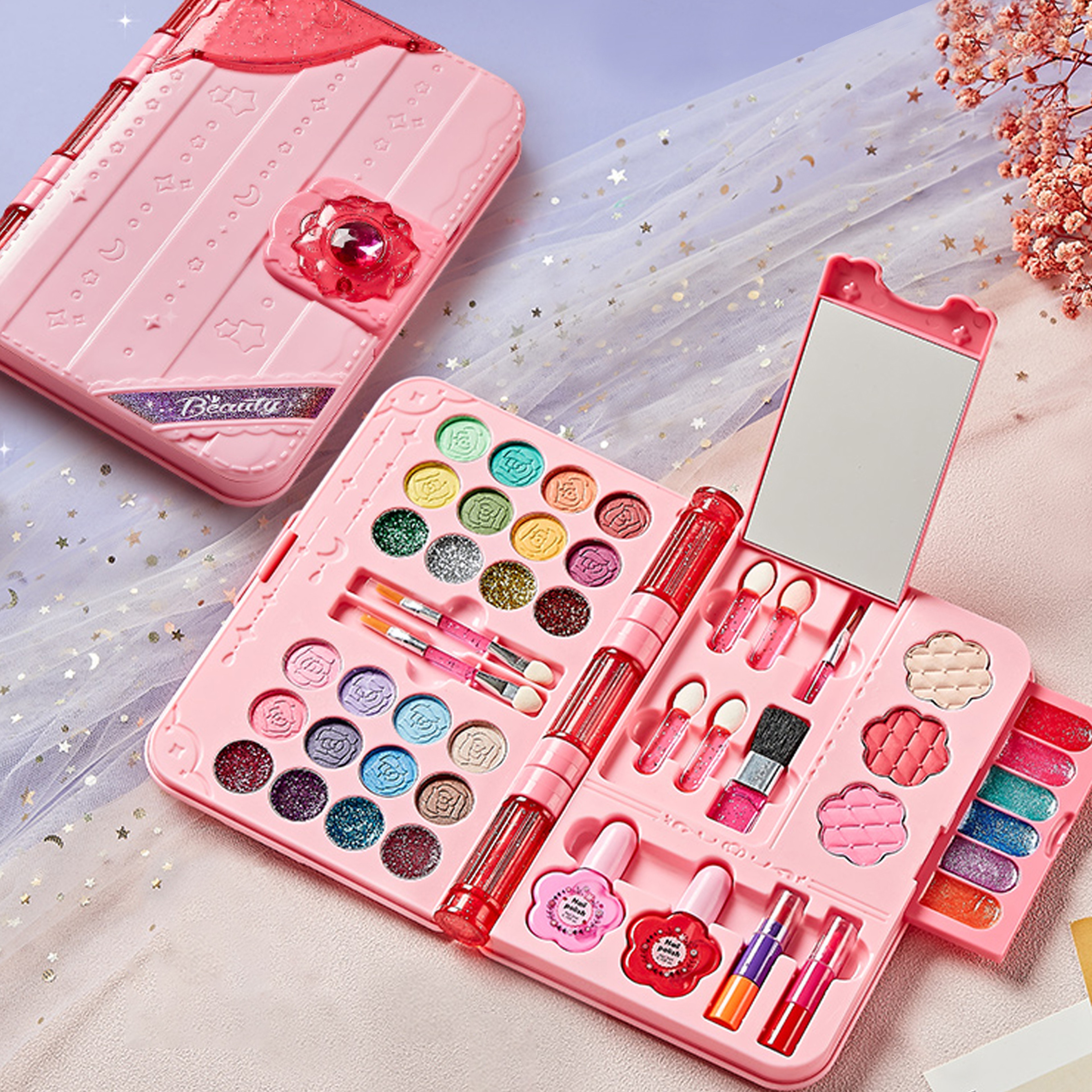 Kids Makeup Kit for Girls, Washable Beauty Dress Up Set with Mirror – view 7