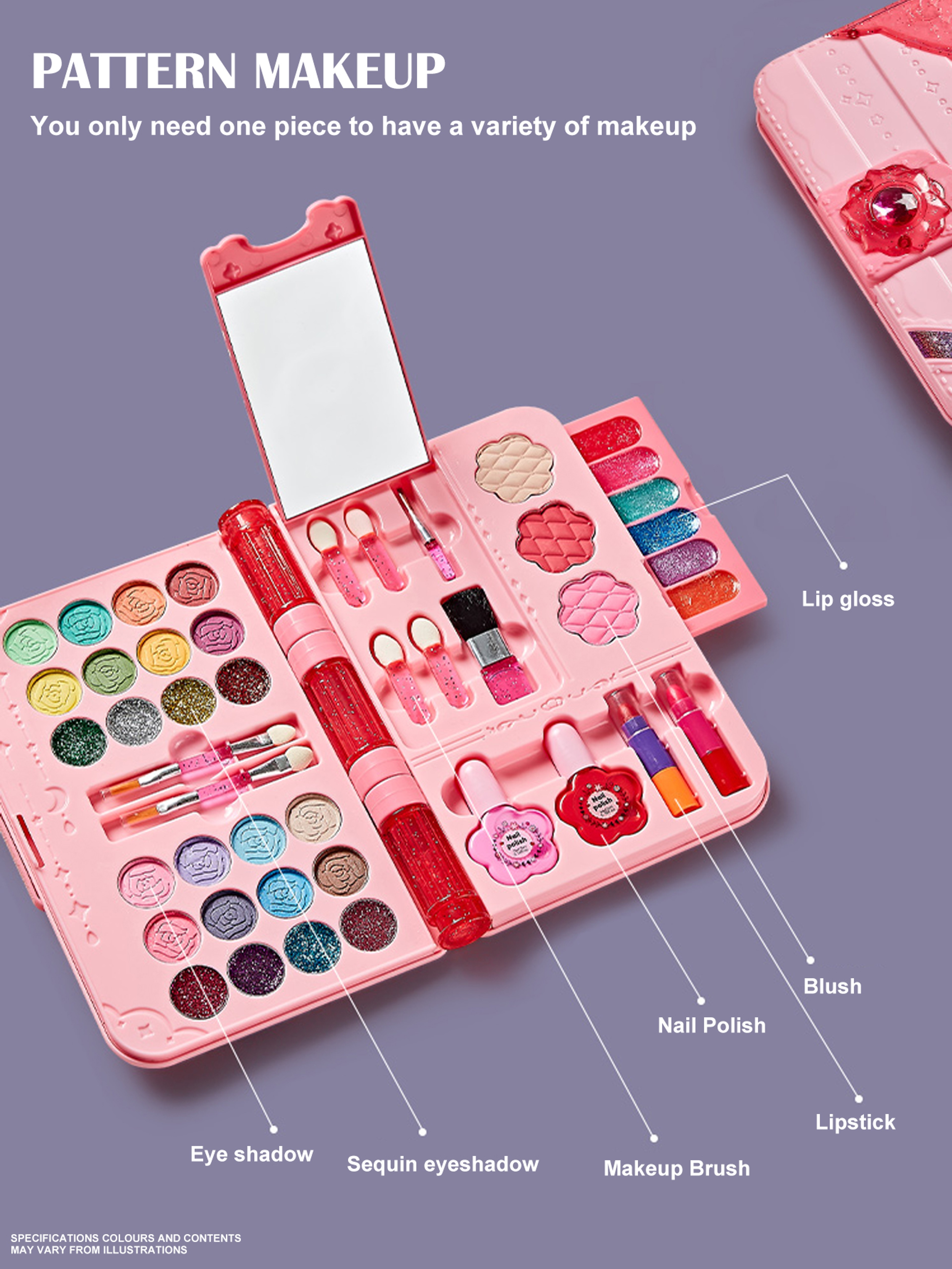 Kids Makeup Kit for Girls, Washable Beauty Dress Up Set with Mirror – view 5