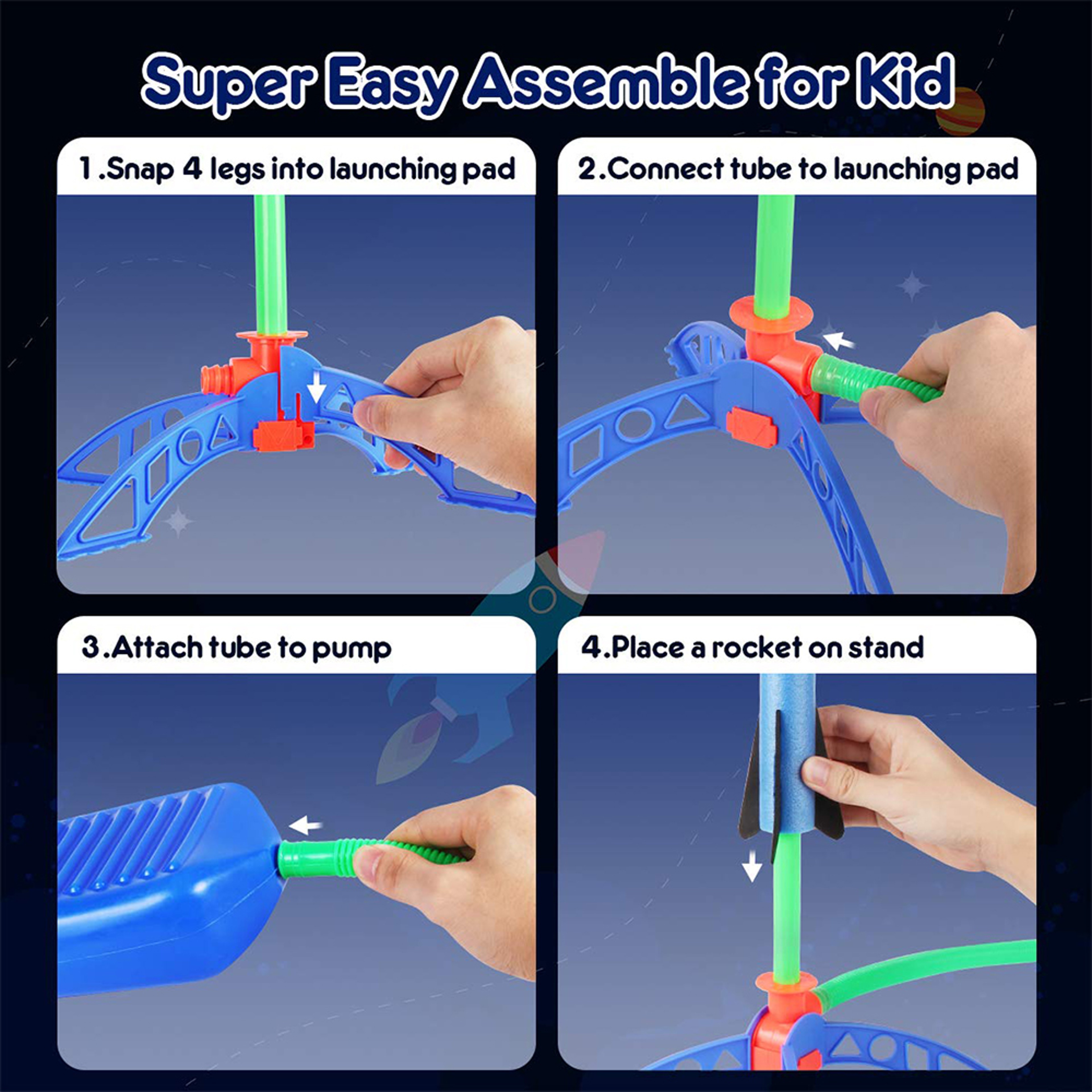 Kids Air Rocket Launcher Stomp Game Toy with Foot Pump Outdoor Jumping Play Set – view 2