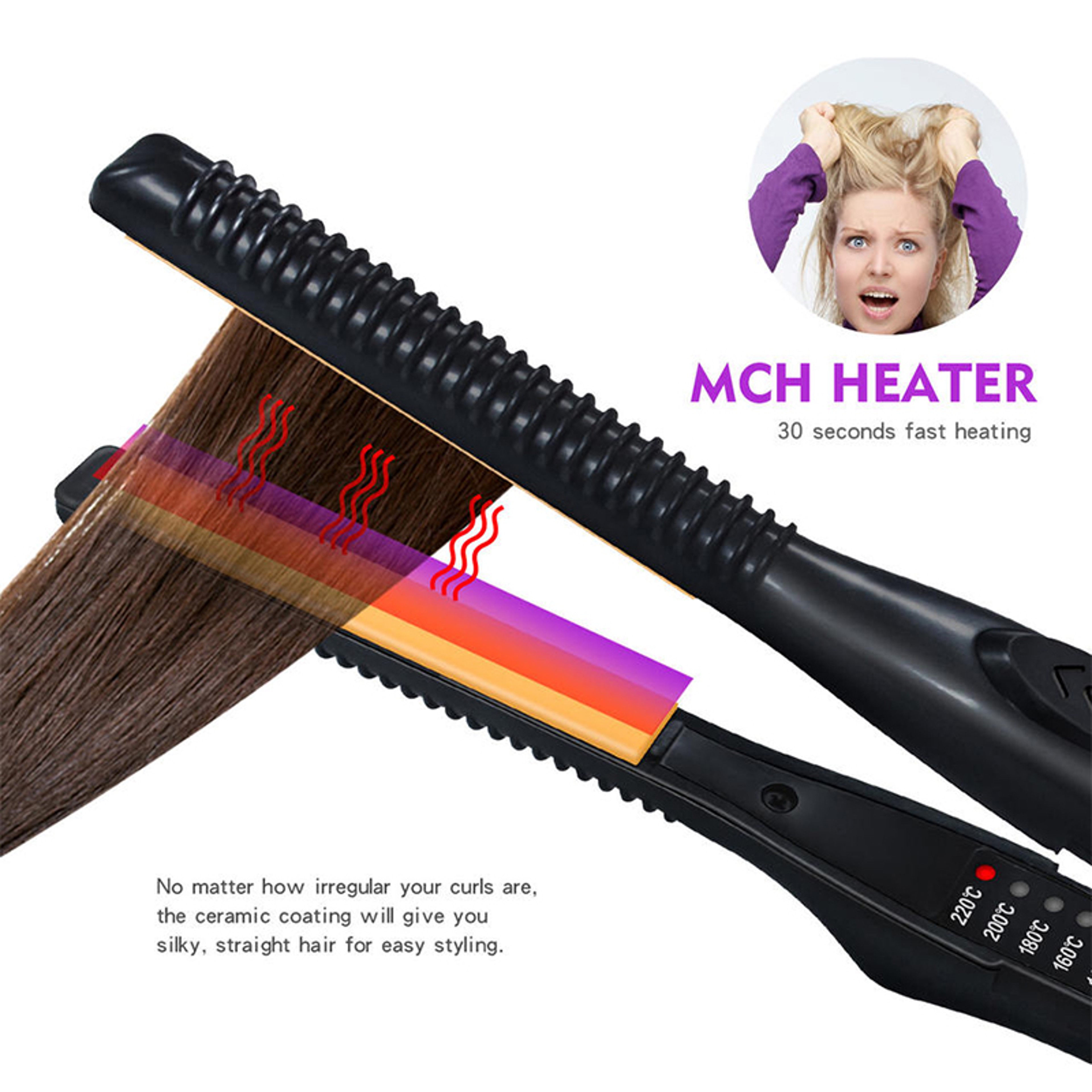 Professional Ceramic Hair Straightener  Curler For Short Hair And Beard 2