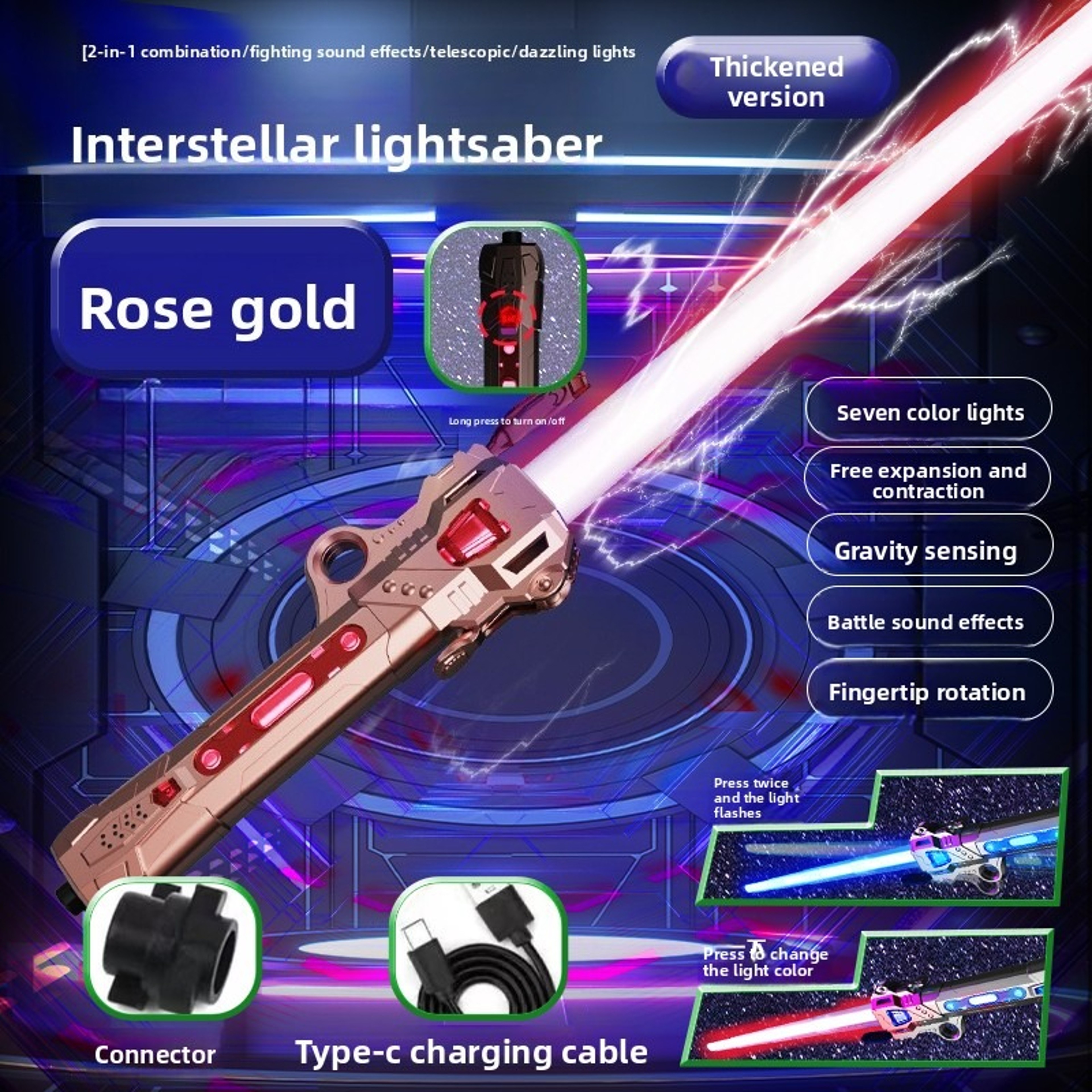 Colorful Glowing Sword Toy With Music  2in1 Rotating Light For Kids 9