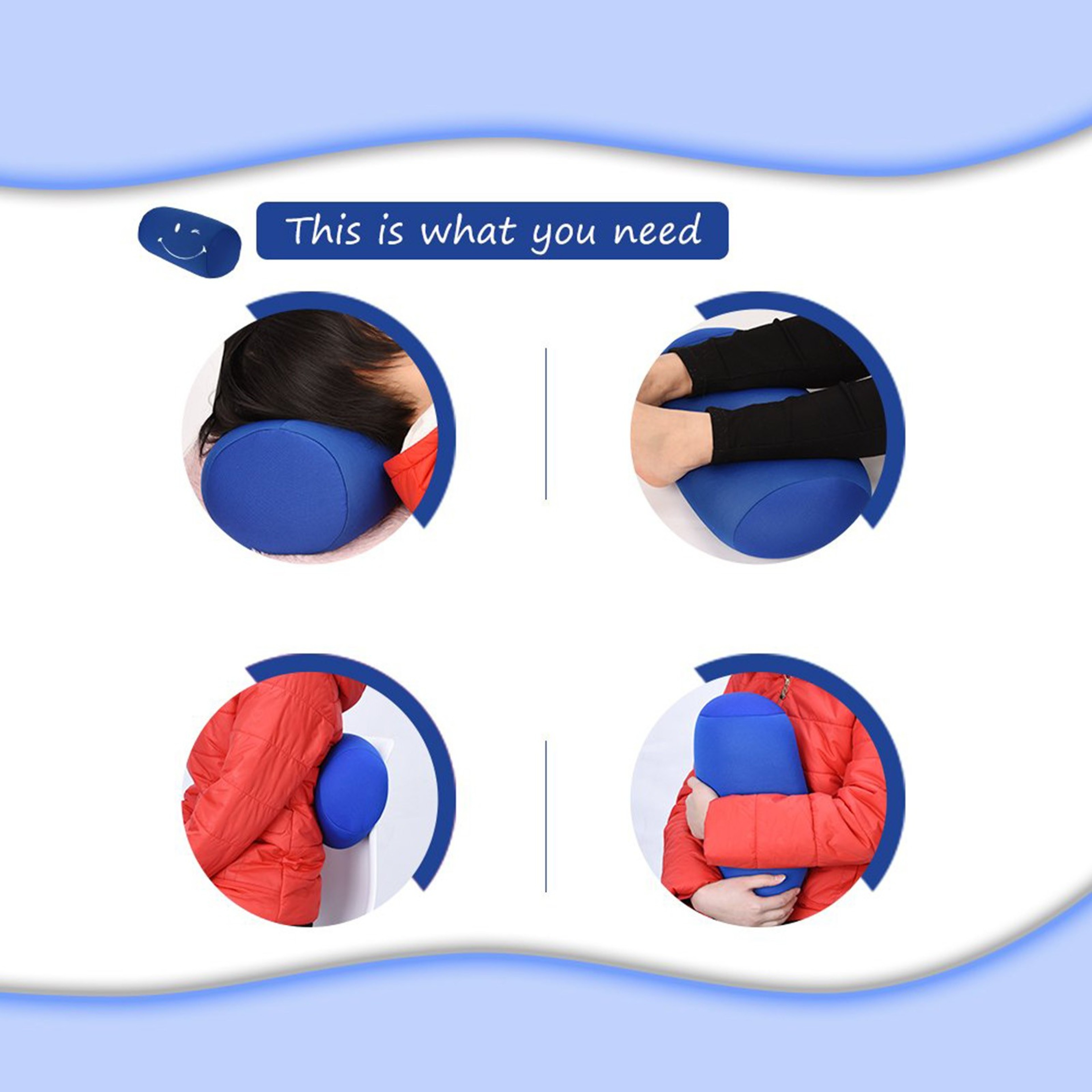 Solid Color Cylindrical Neck Pillow, Washable Travel & Bedroom Support Cushion – view 3