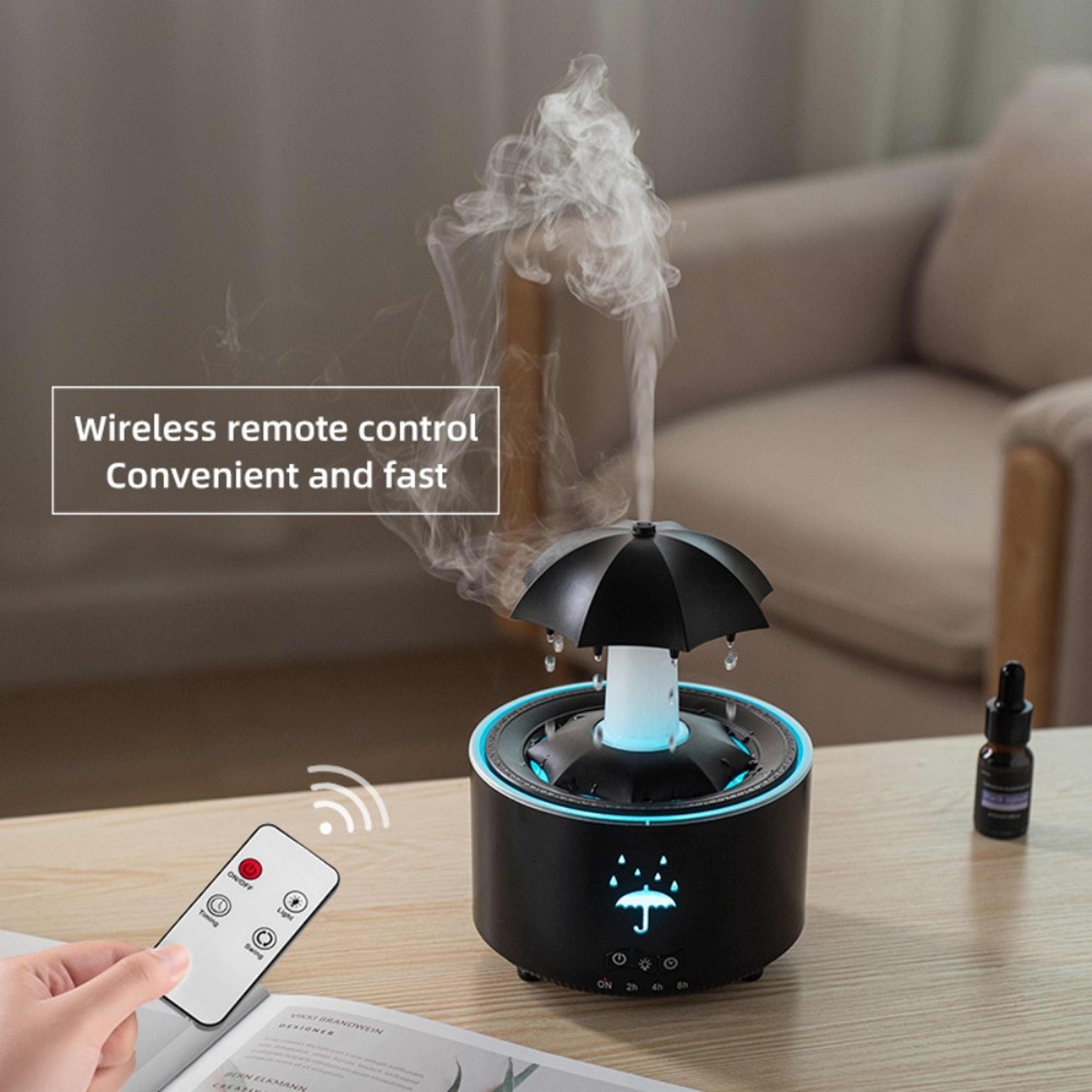 Rotating Umbrella Humidifier With Colourful Night Lights Essential Oil Aroma Diffuser  Air Purifier 4