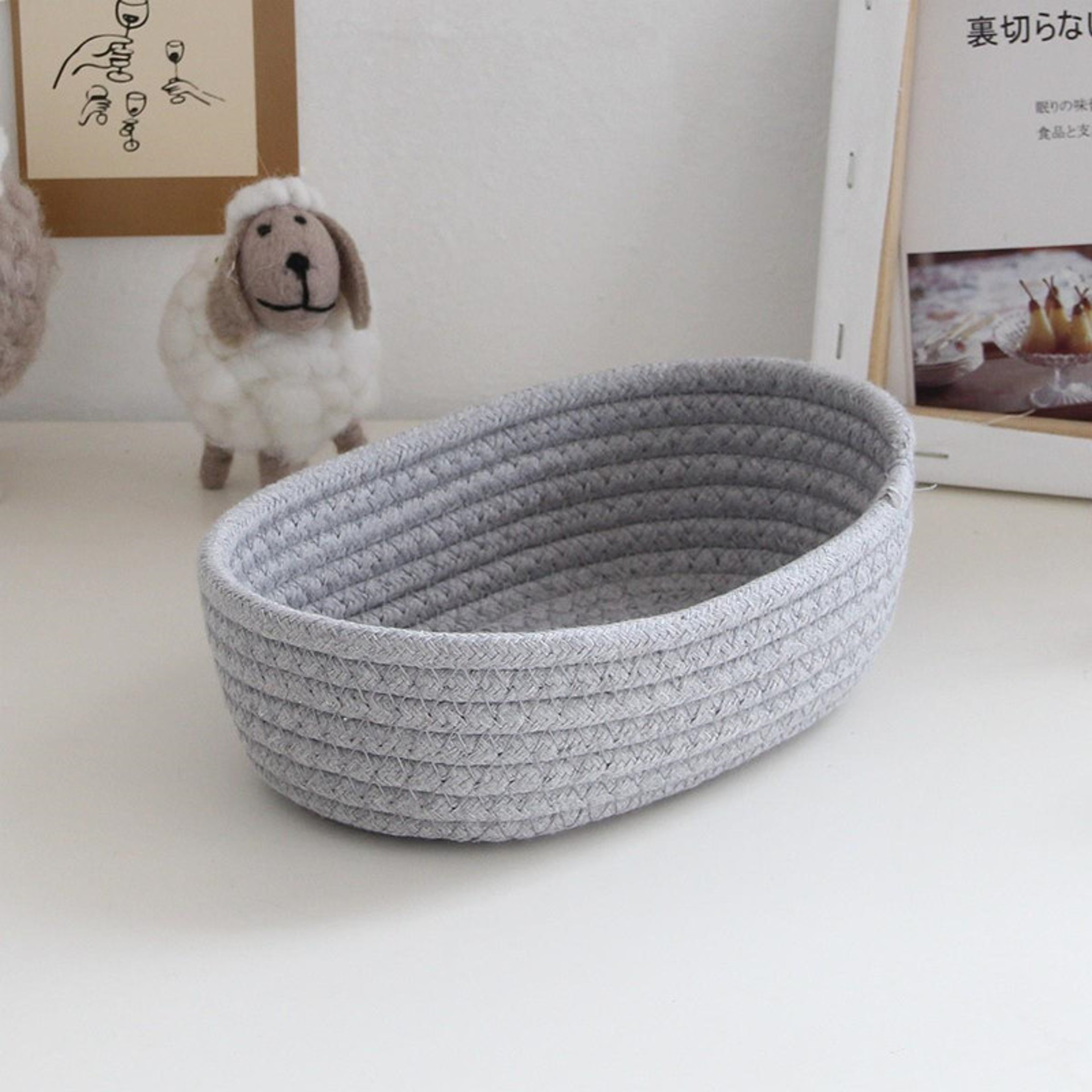 Nordic Cotton Rope Woven Storage Basket For Desktop Organization Ideal For Sundries Keys And Cosmet