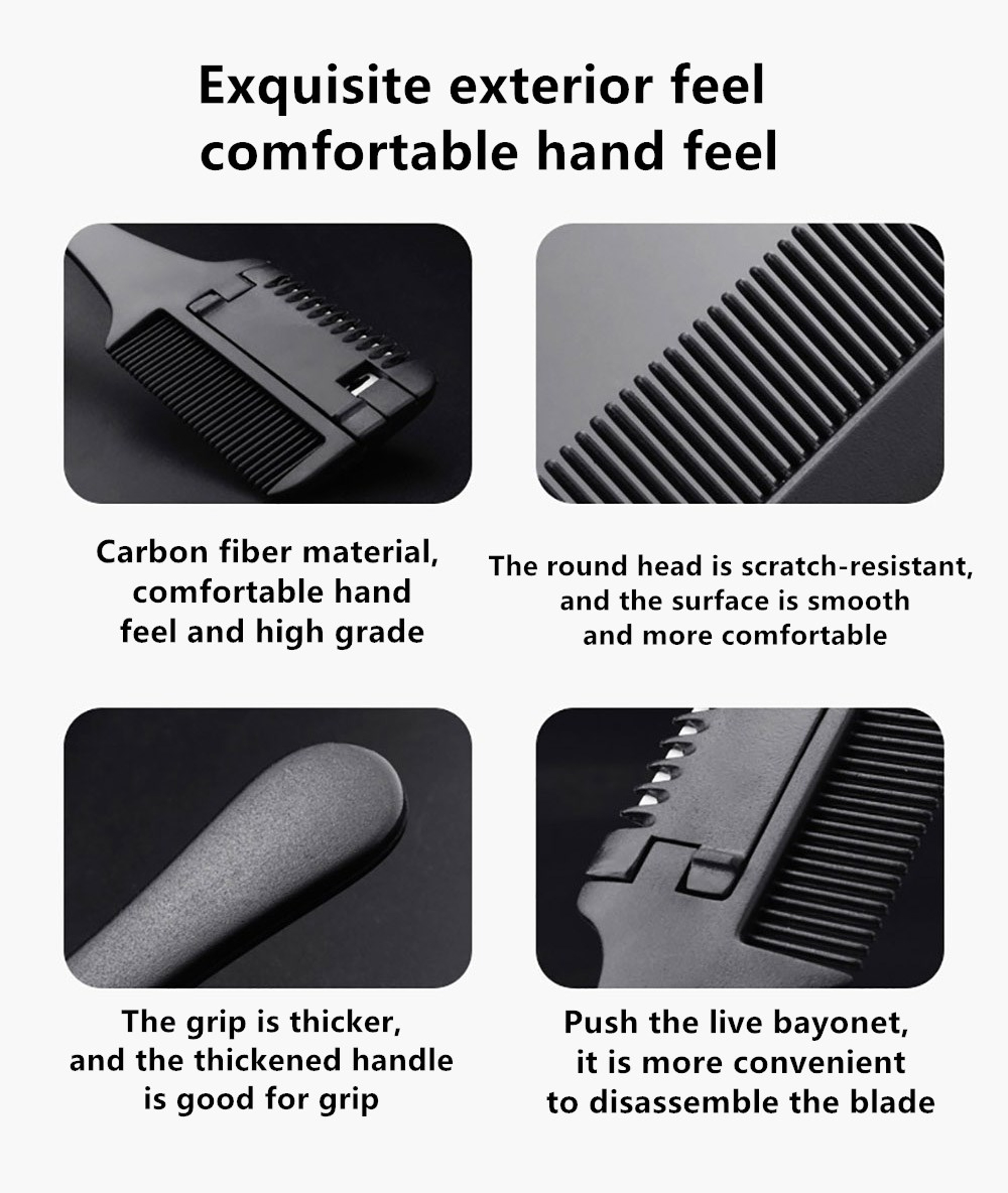 Carbon Fiber Hair Comb With Razor Blades Professional Salon Hairdressing Brush For DIY Styling 4