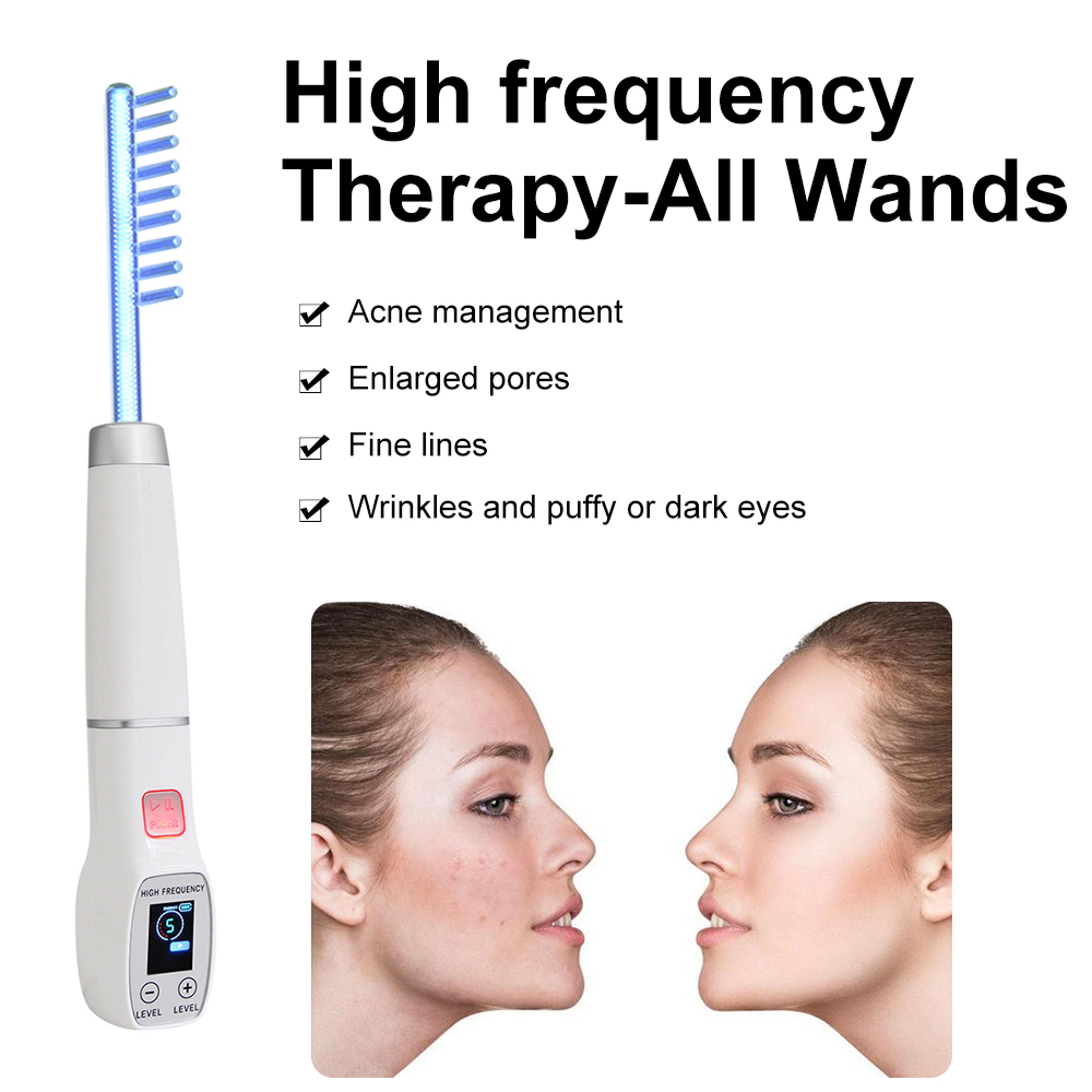 High Frequency Electrode Wand For Acne Treatment  Skin Care Glass Tube Electrotherapy Facial Therap 2