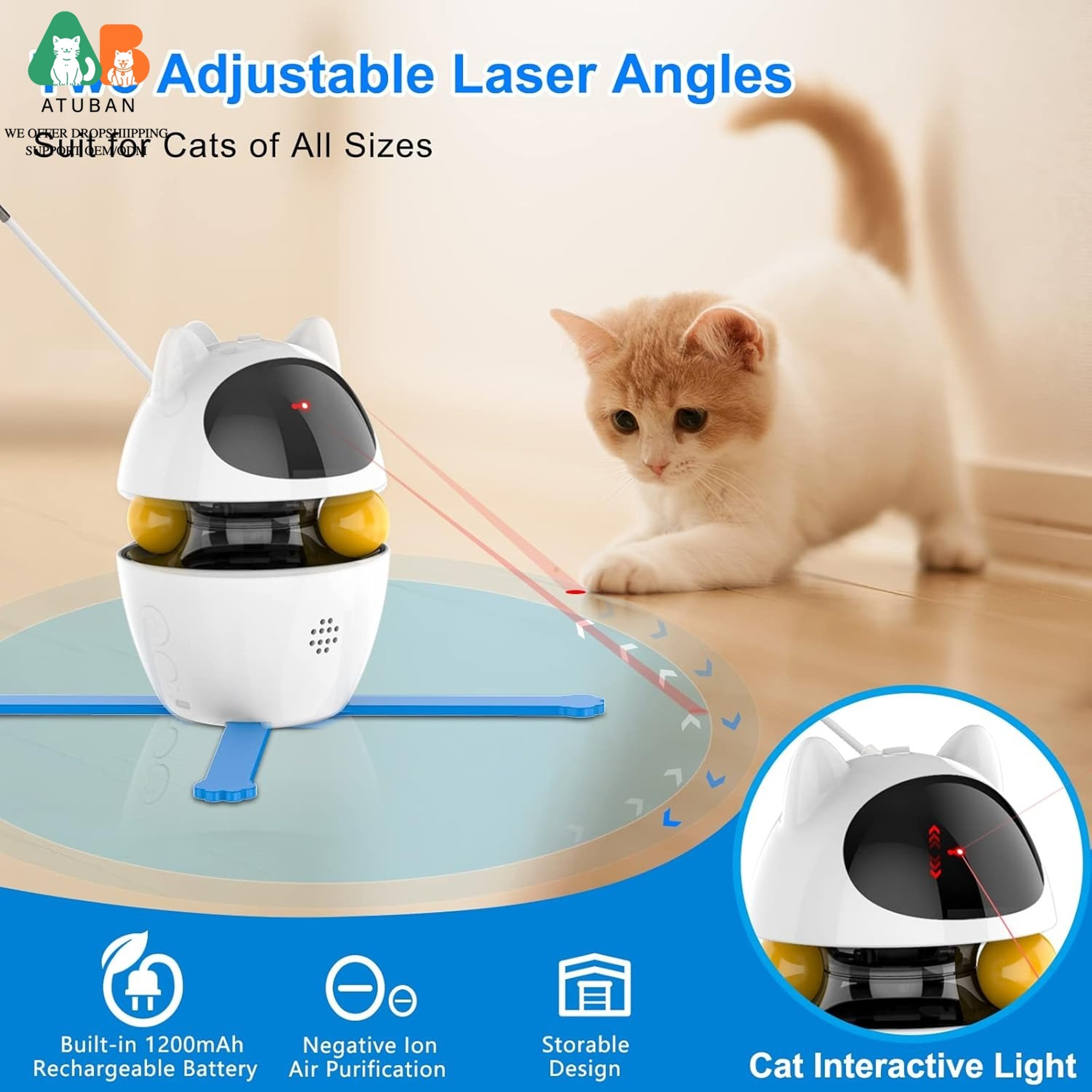 Interactive 3in1 Cat Toy Set Feather Ball  Hunting Toy For Indoor Cats 2