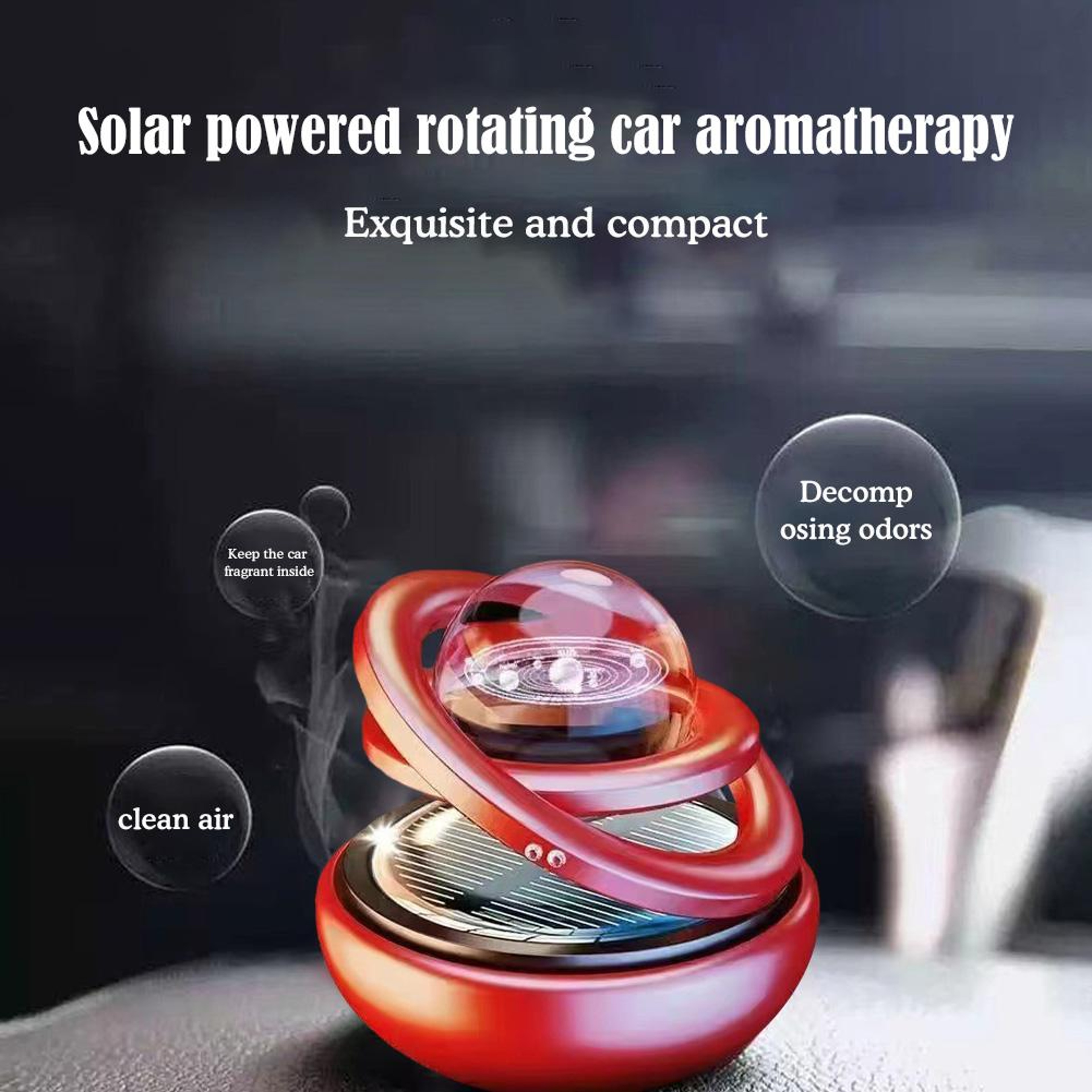 SolarPowered Aromatherapy Star Ball Rotating Car Ornament For Relaxation  Ambiance 3