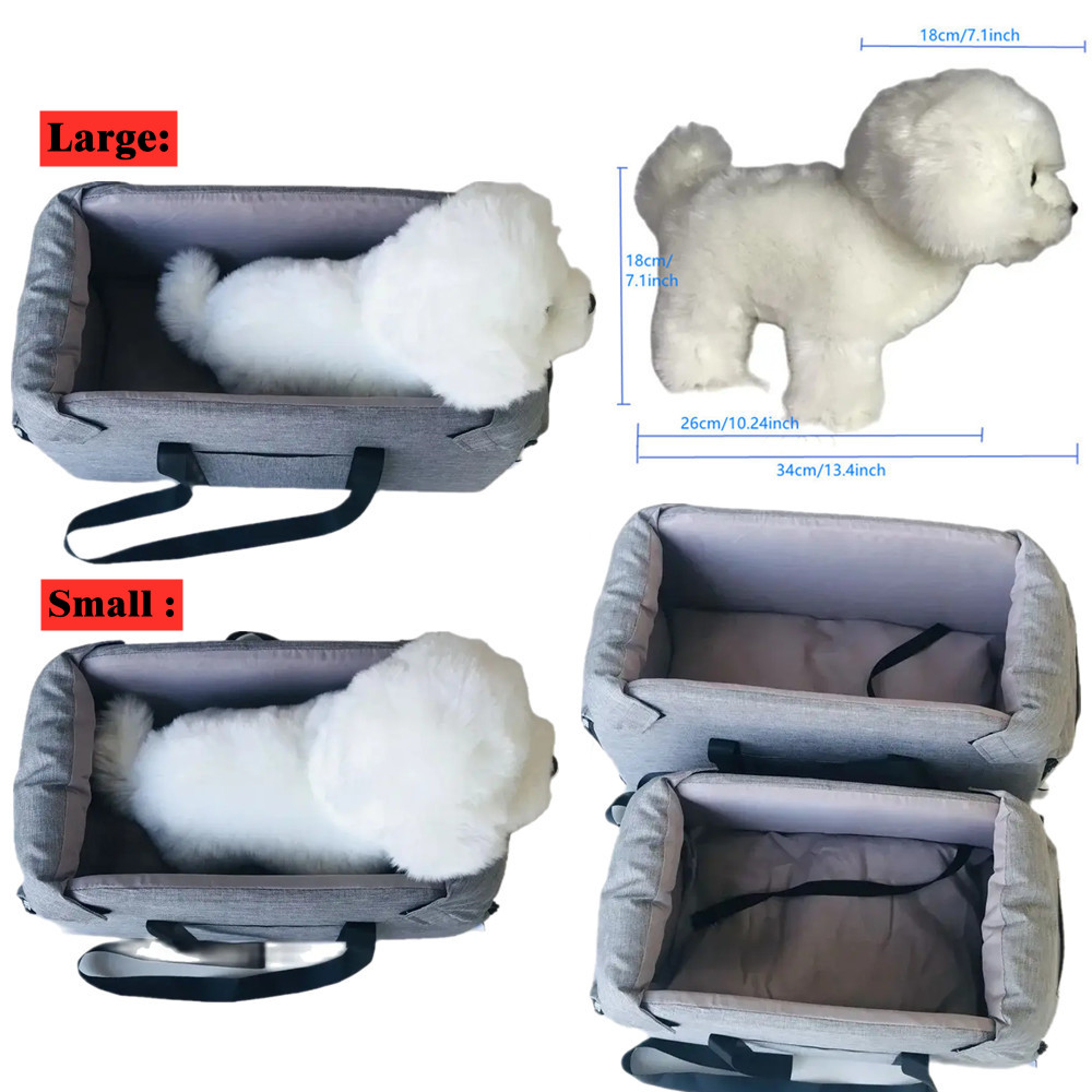 Portable Dog Car Seat Bed For Small Dogs  Cats Safety Travel Bag For Car Rides 3