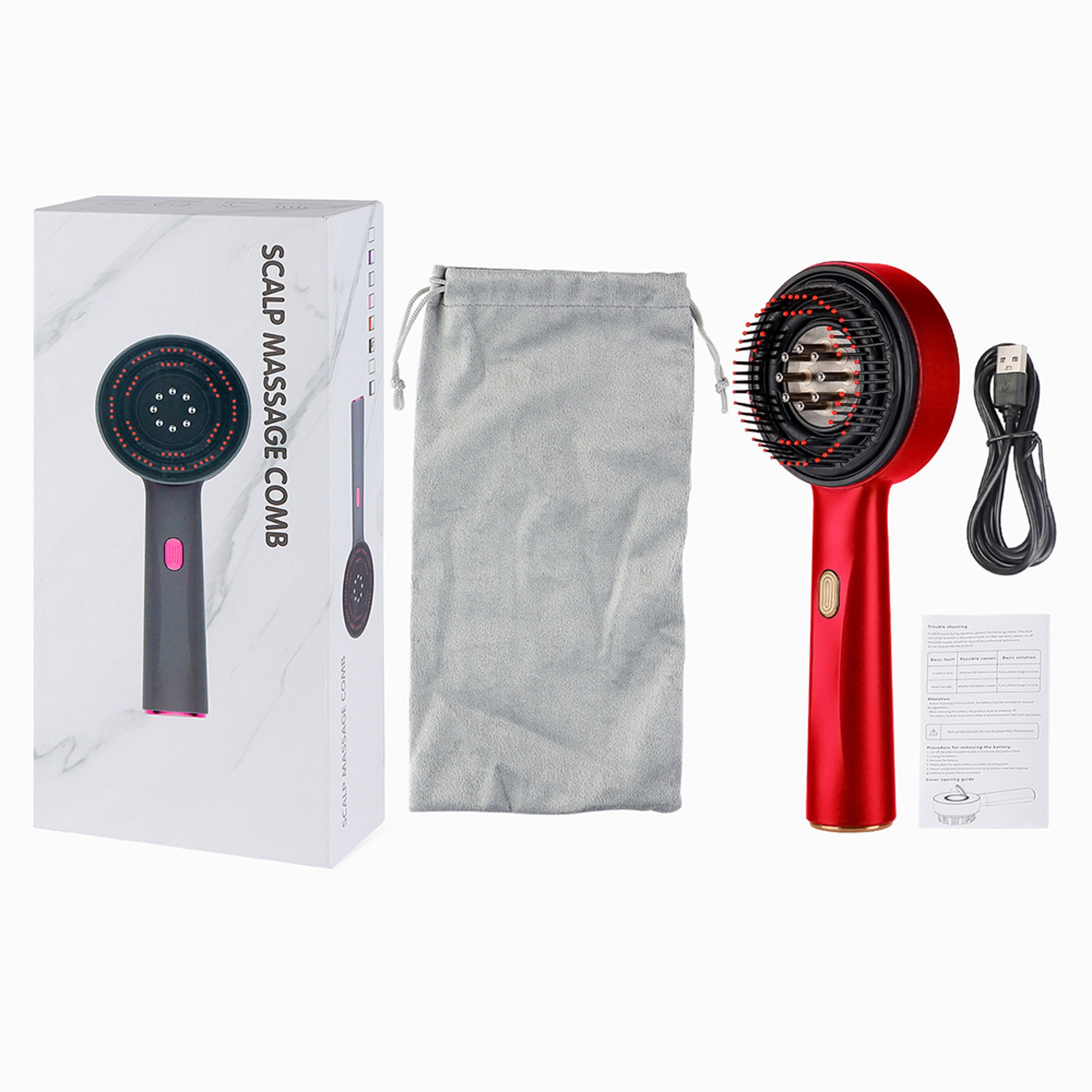 Electric Vibration Massage Comb for Hair Growth, Red Light Therapy Anti-Hair Loss Scalp Brush & Oil Applicator – view 7