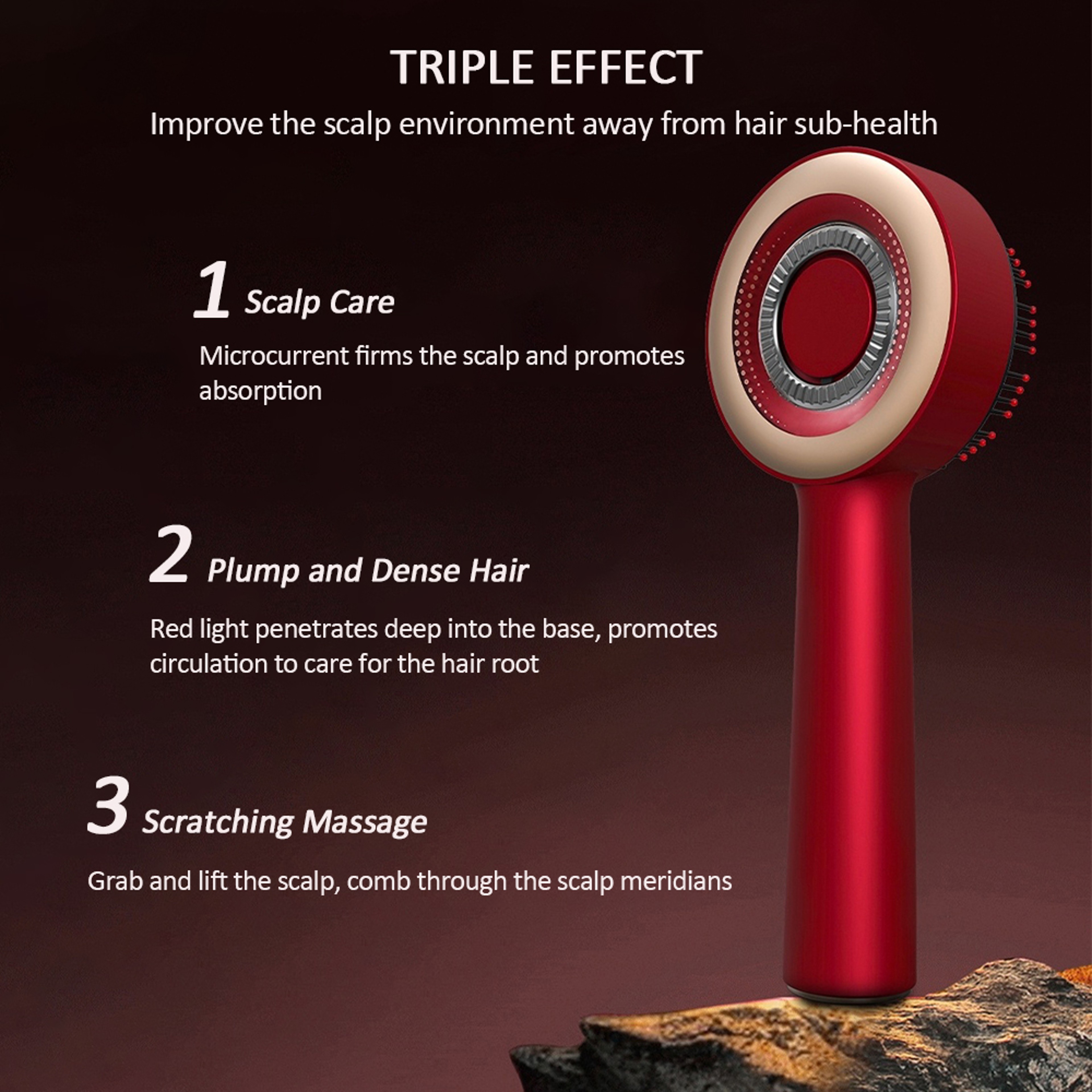 Electric Vibration Massage Comb for Hair Growth, Red Light Therapy Anti-Hair Loss Scalp Brush & Oil Applicator – view 6