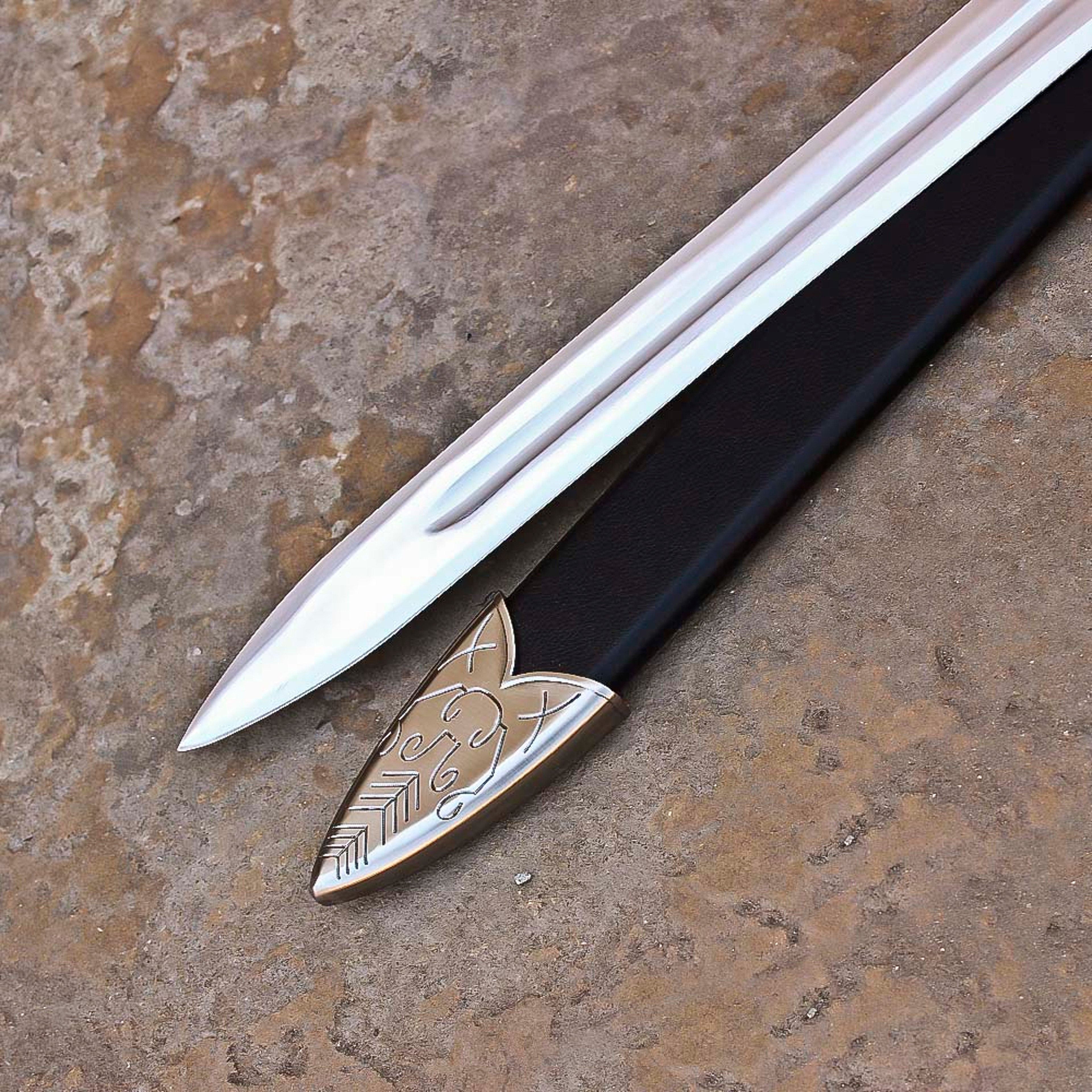 Netflix Witcher Steel Geralt Silver Sword Monster Slayer Replica With Engraving – view 3