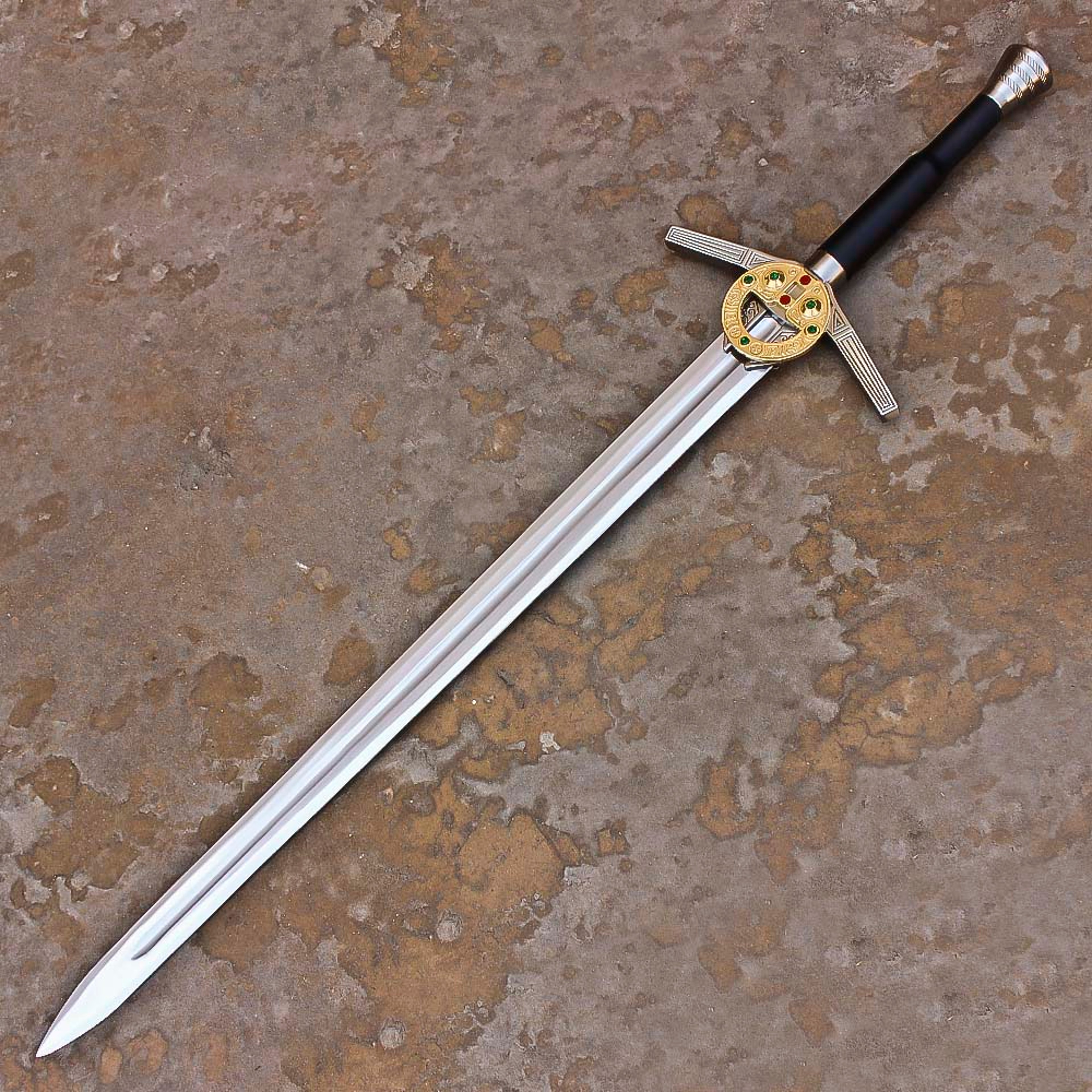 Netflix Witcher Steel Geralt Silver Sword Monster Slayer Replica With Engraving – view 4