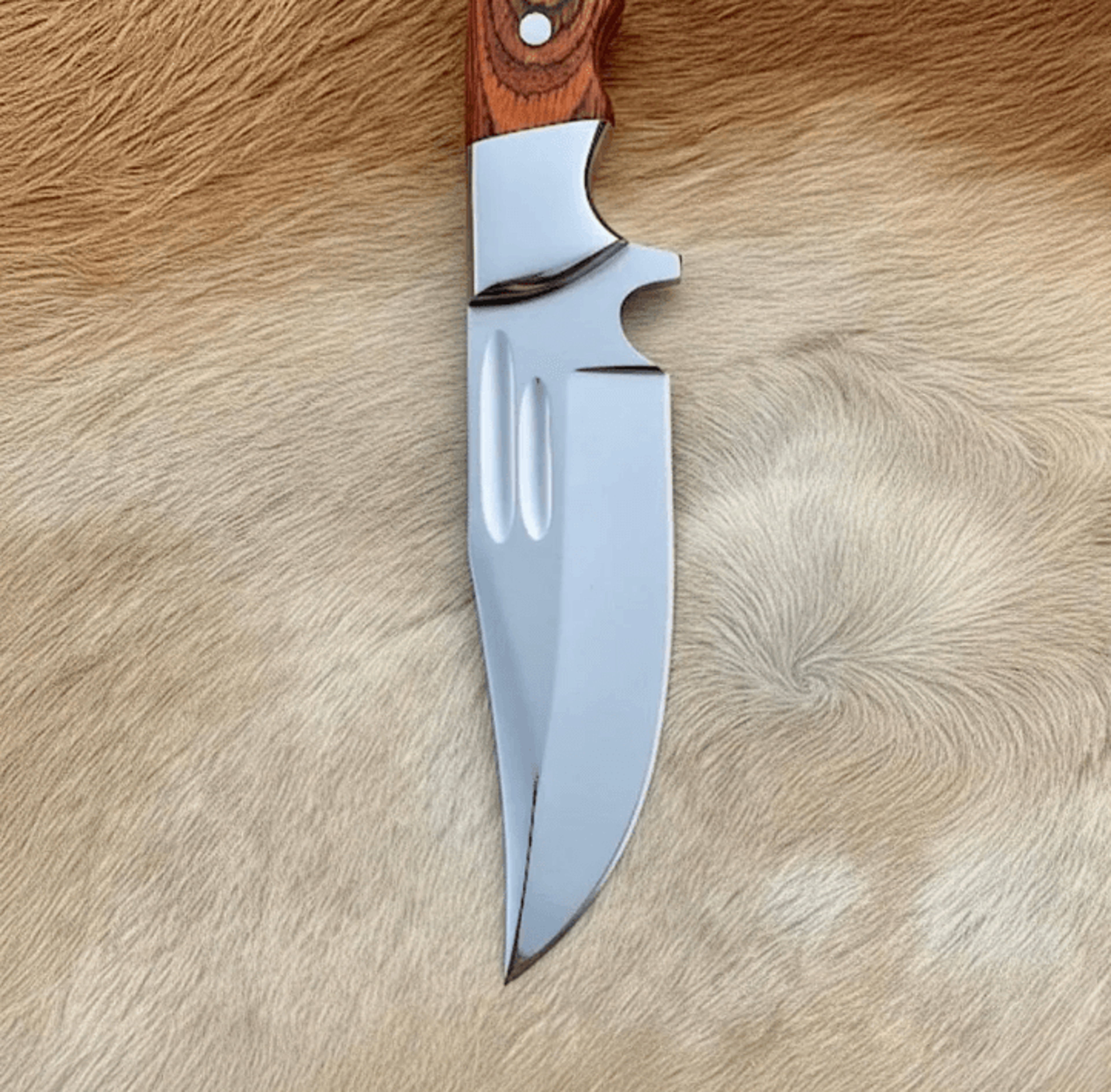 buynow pakka wood handle outdoor knife leather sheath