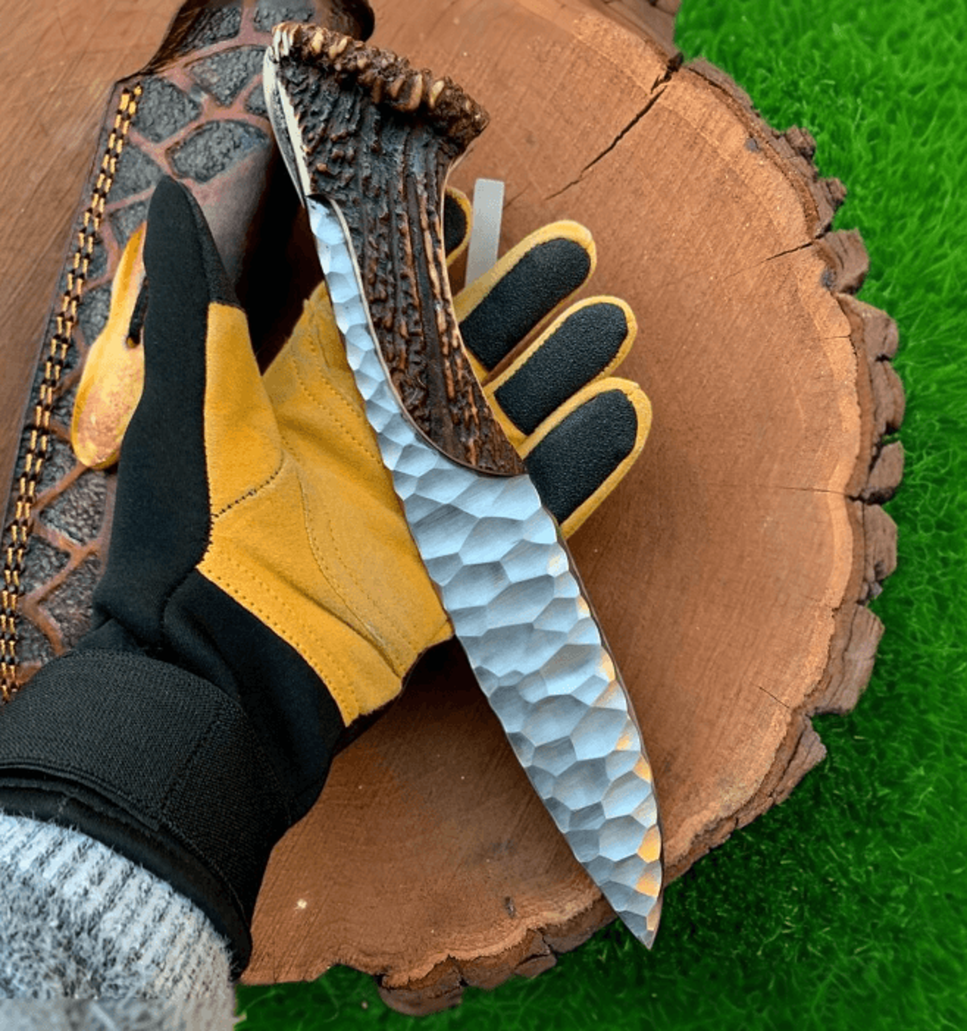 buynow full tang deer antler outdoor knife