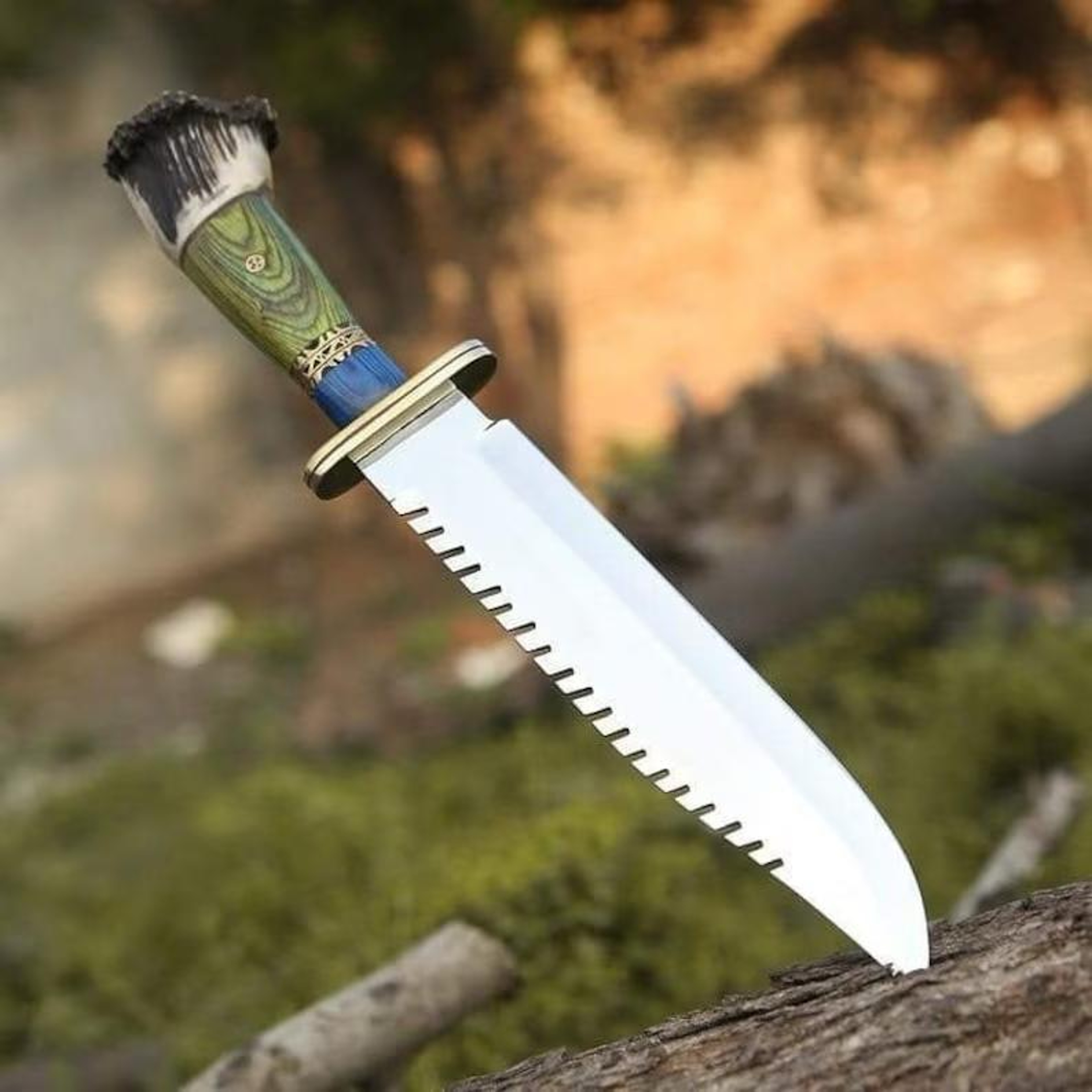 Handmade D2 Steel Knife with Brass and Staghorn Handle – Premium Craftsmanship – view 1