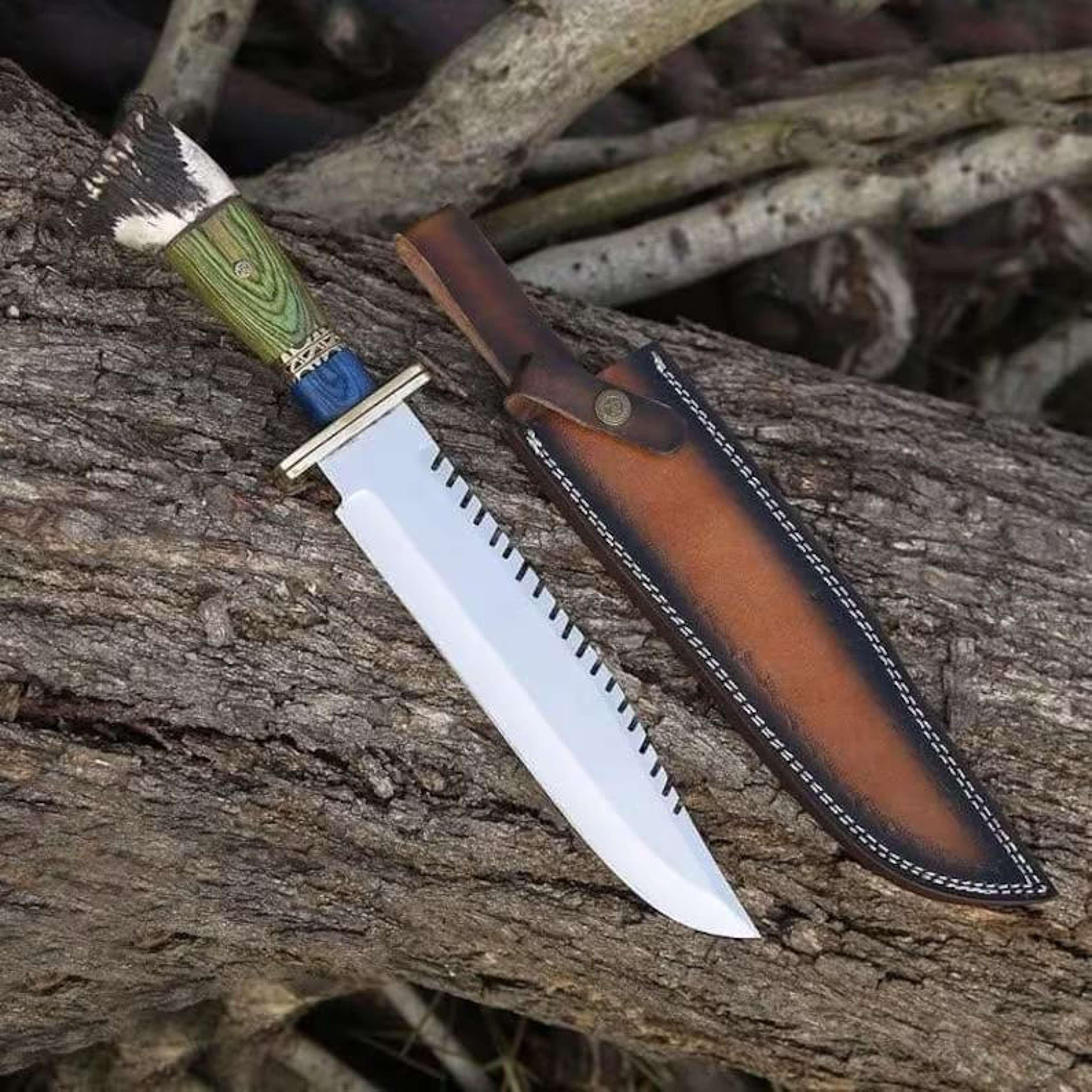 Handmade D2 Steel Knife with Brass and Staghorn Handle – Premium Craftsmanship – view 4