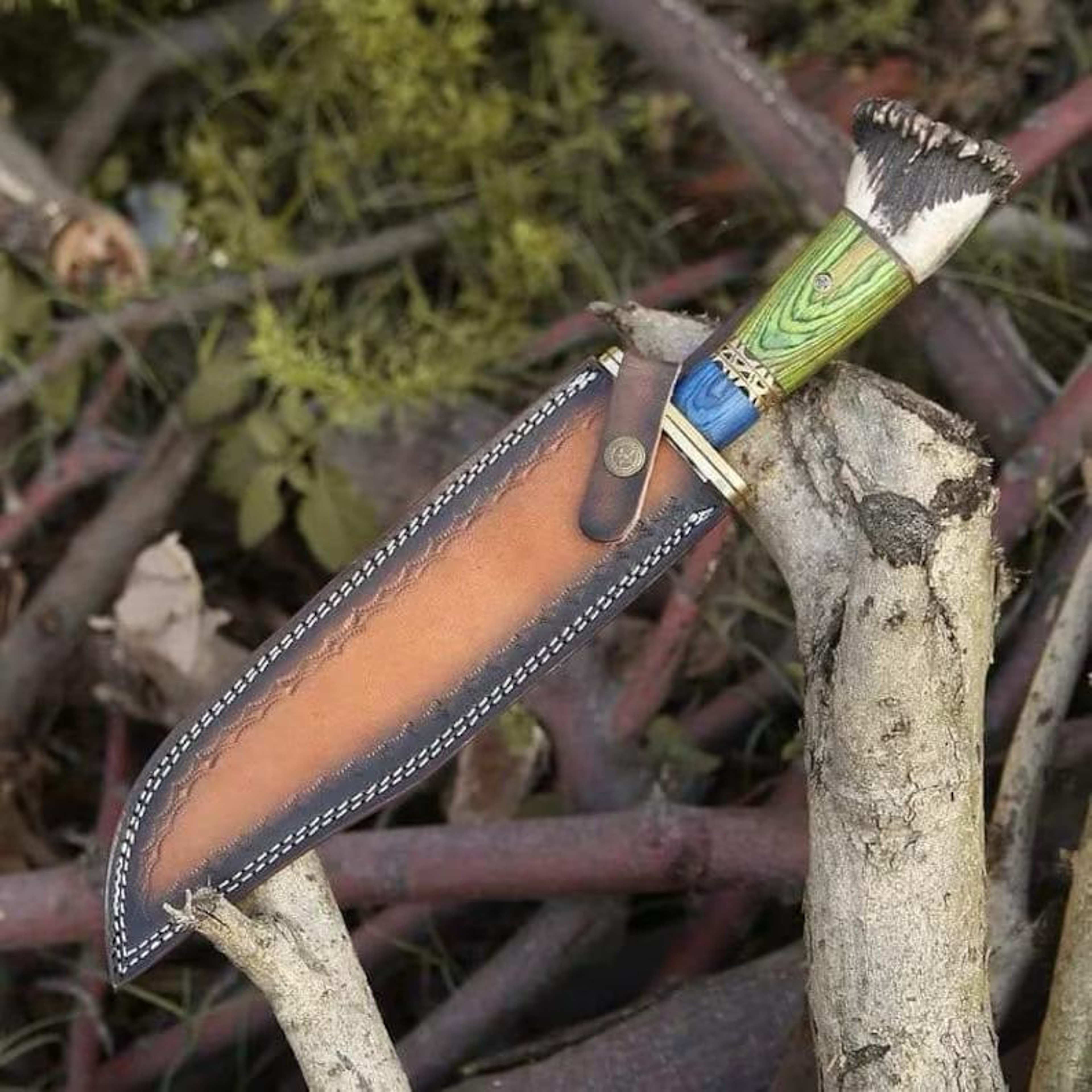 Handmade D2 Steel Knife with Brass and Staghorn Handle – Premium Craftsmanship – view 5