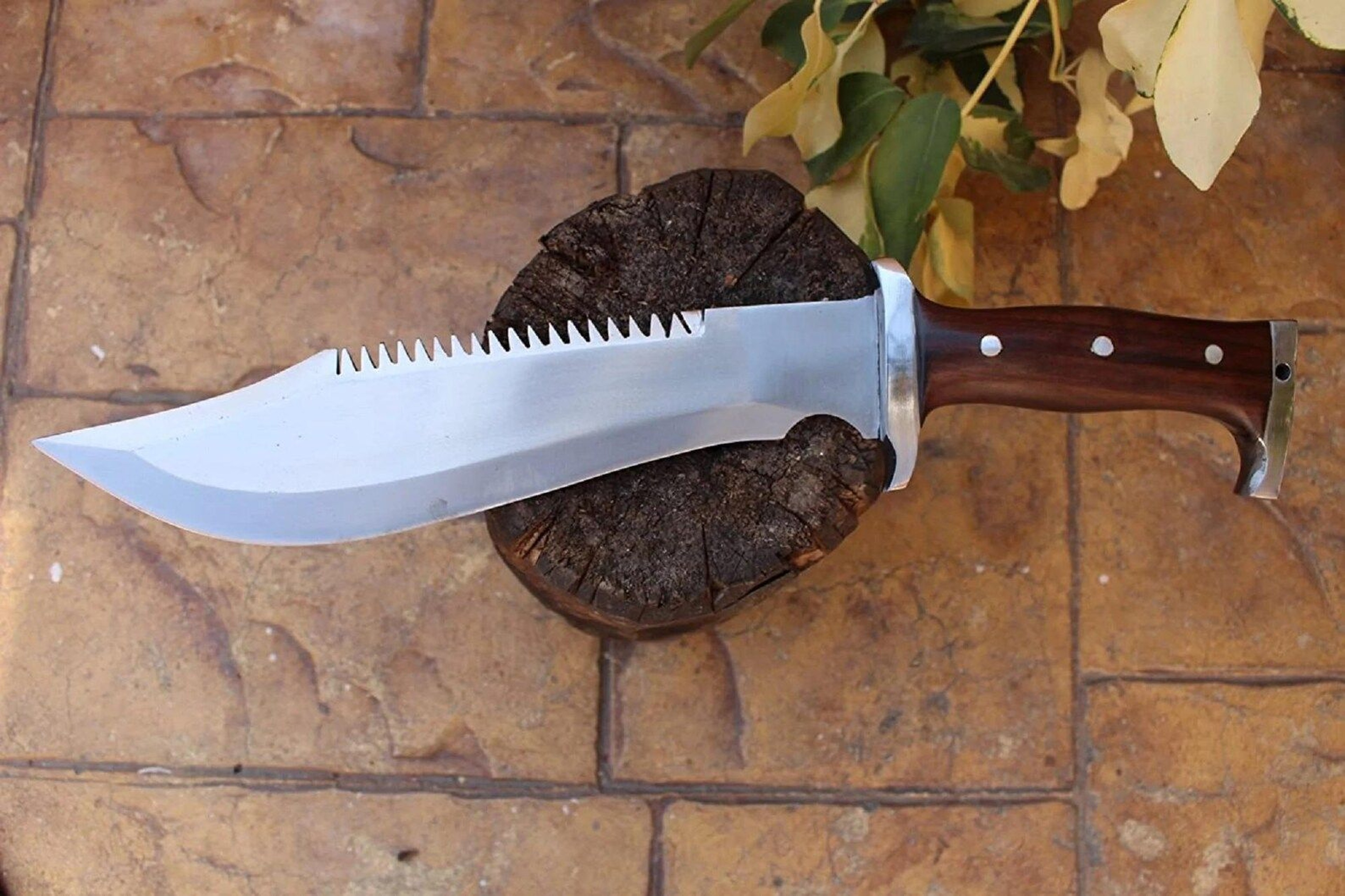 HighQuality Handmade 11Inch Bowie Knife Machete With Rosewood Handle And Carbon Steel Blade 8