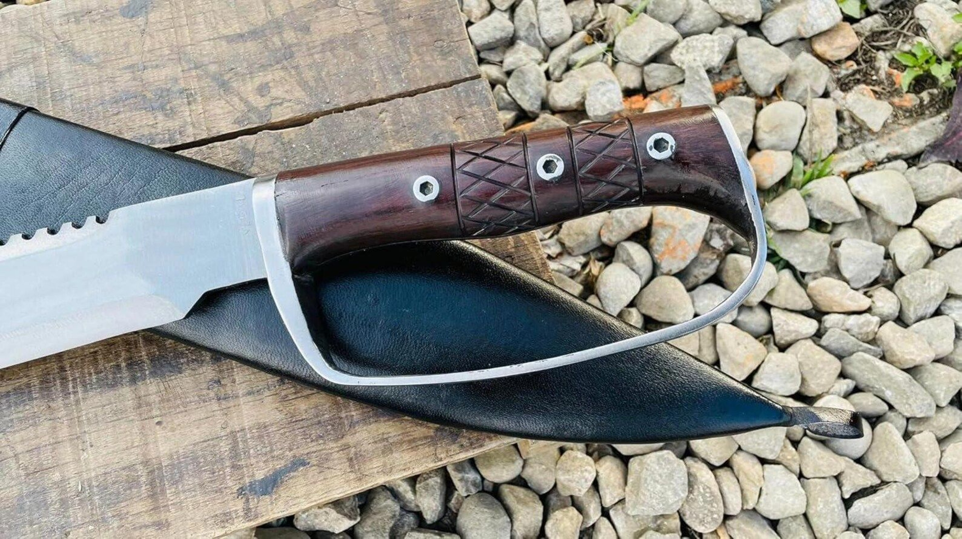 HighQuality Handmade Machete With Forged Carbon Steel Blade And Rosewood Handle For Outdoor Ac 6
