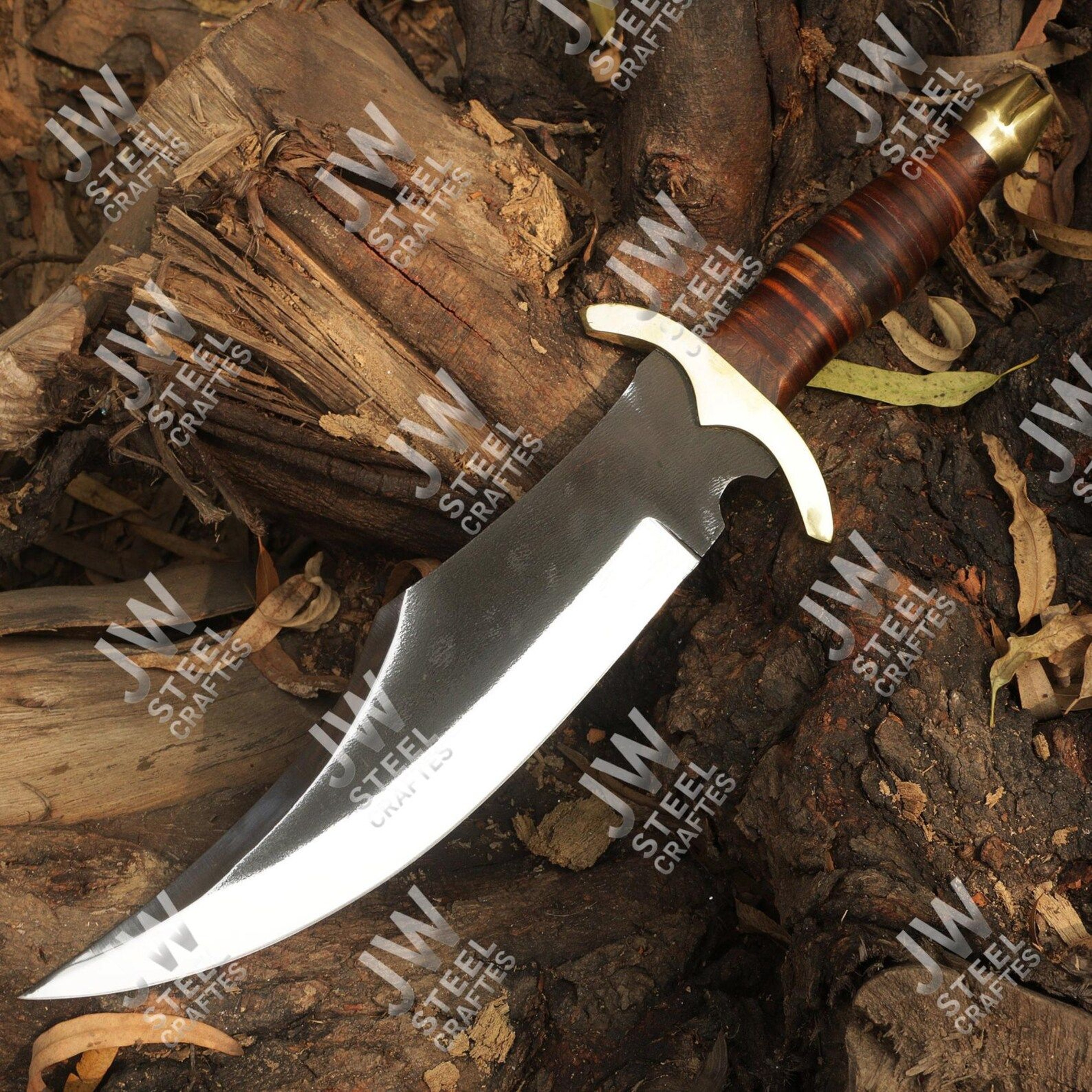 Handcrafted Hand Forged High Carbon Steel Bowie Knife With Genuine Leather Handle Brass Guard A 8
