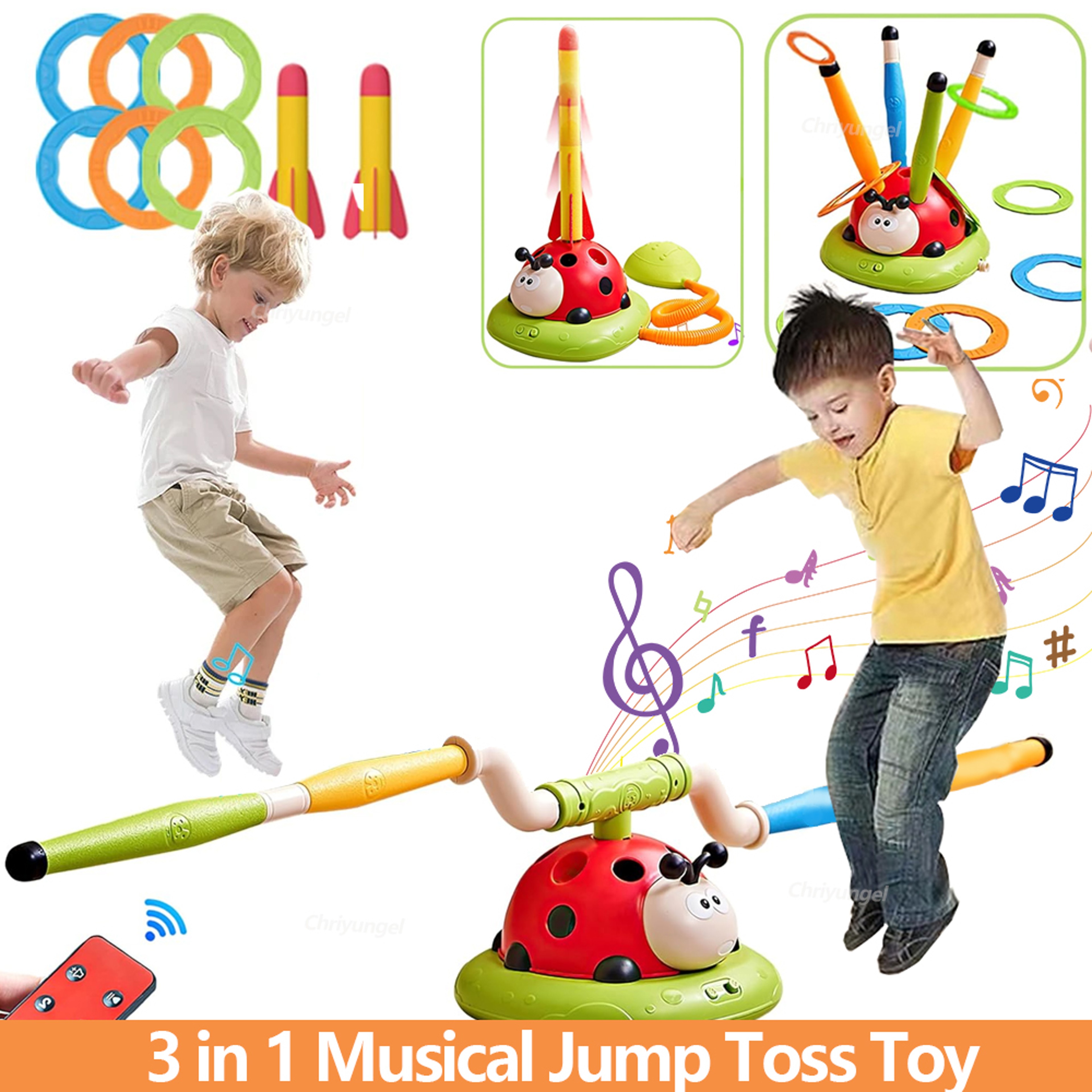 Toss Ring Game  Rocket Launcher Toy Active Play Sports Set For Kids Outdoor Summer Toys  Gift For K