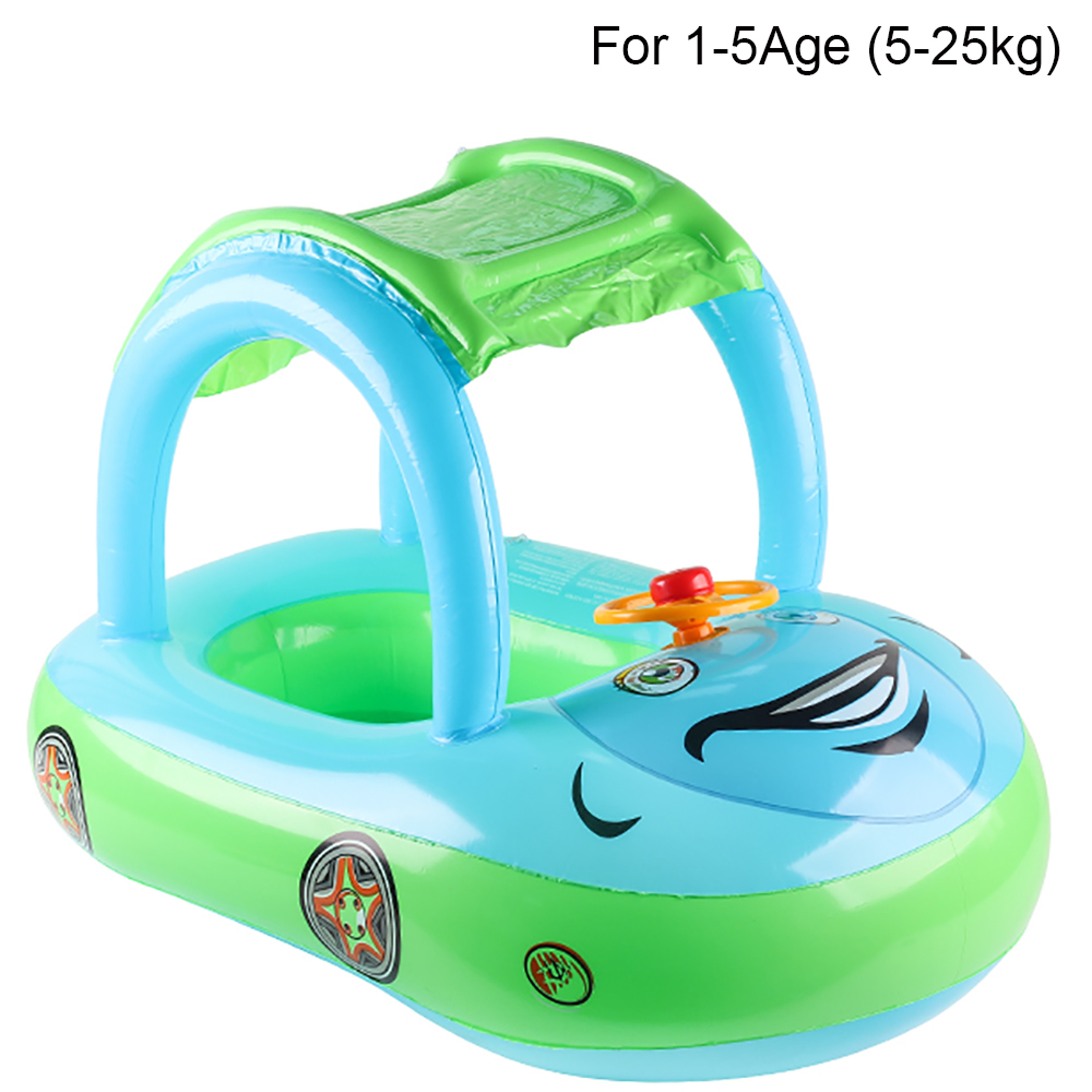 Car Shaped Toddler Pool Float With Steering Wheel  Baby Swim Ring For Kids Summer Water Fun 6