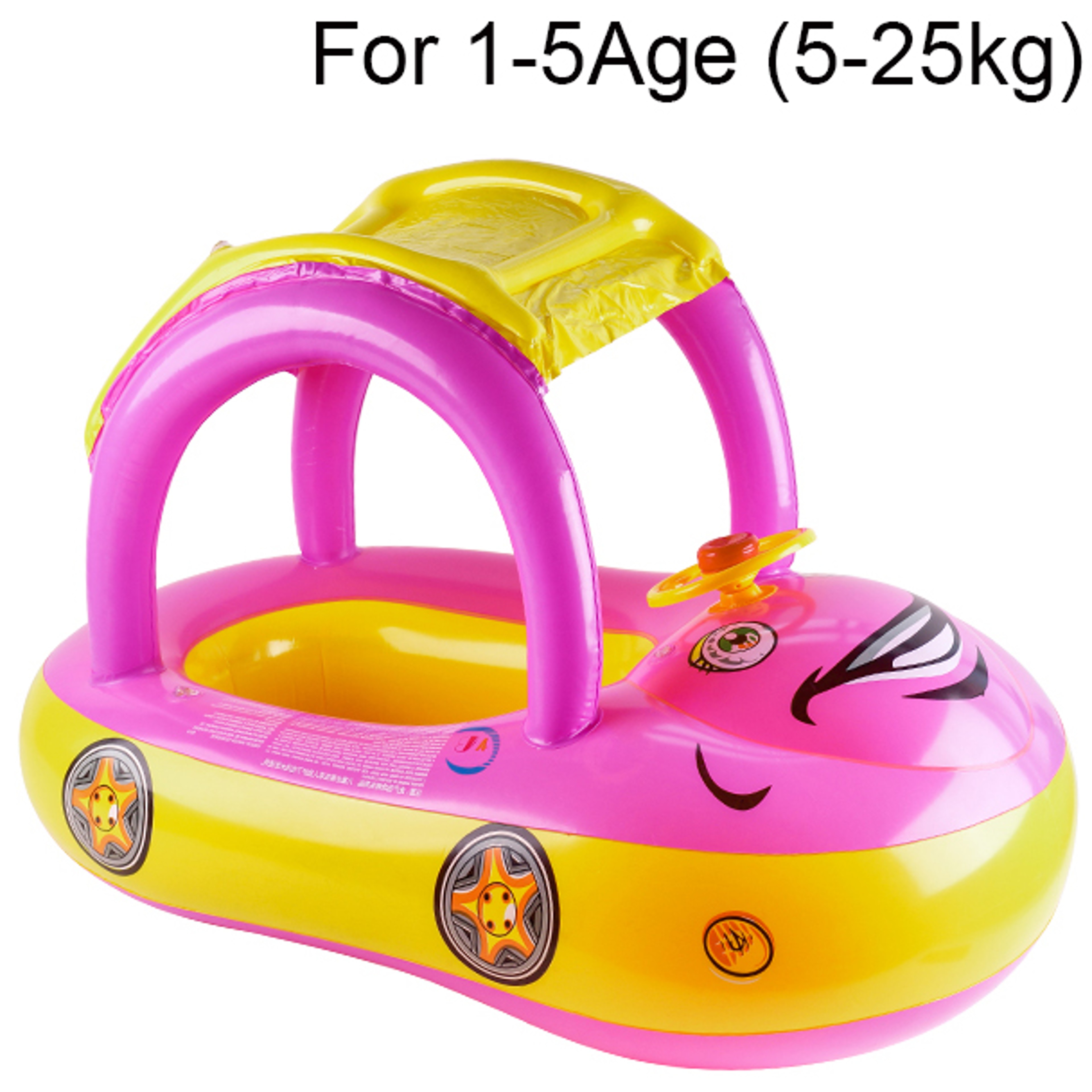 Car Shaped Toddler Pool Float With Steering Wheel  Baby Swim Ring For Kids Summer Water Fun 7
