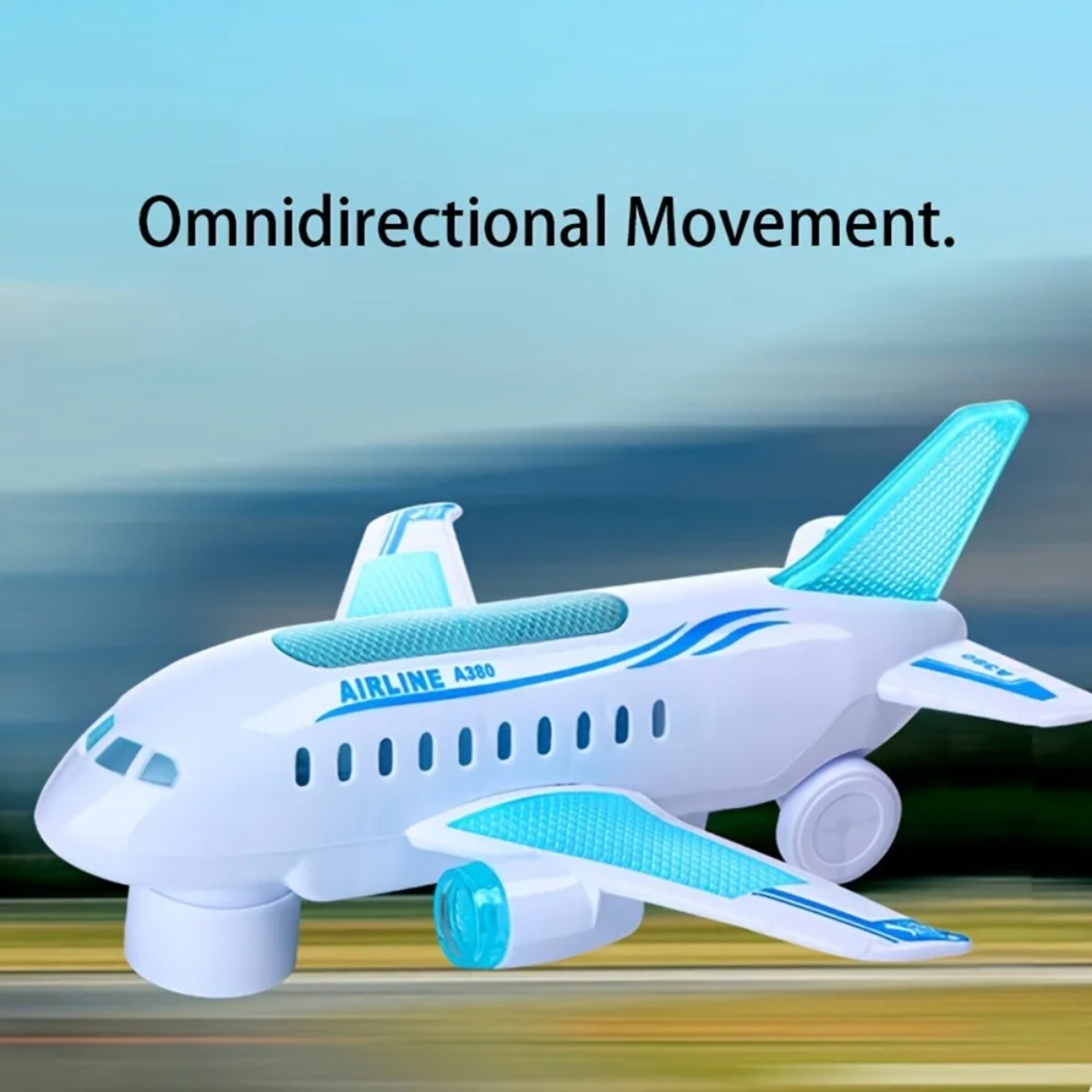 Electric Airplane Toy with LED Lights, Music & Bump and Go Action for Kids – view 6