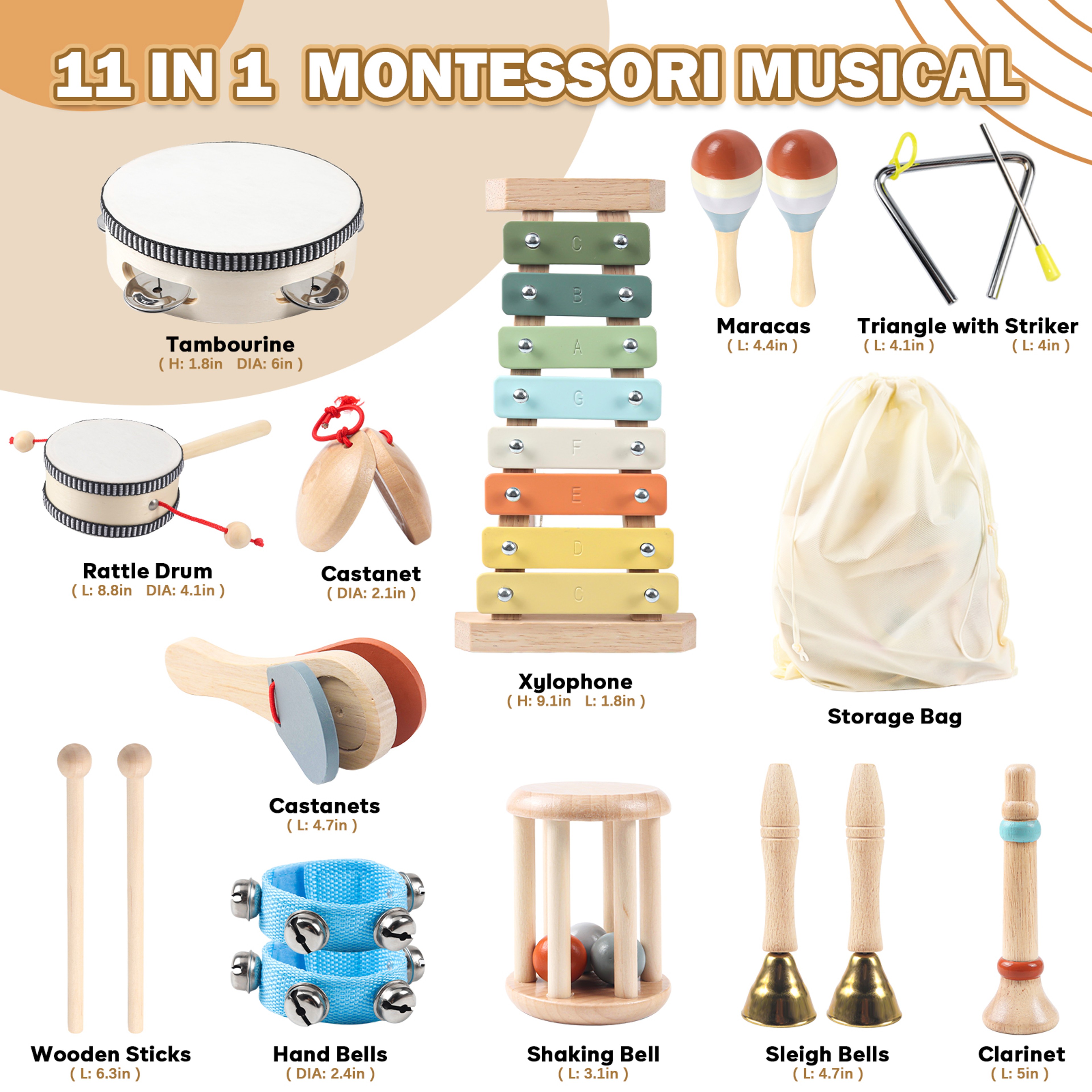 Montessori Toddler Musical Instruments Wooden Percussion Music Toy Set for Preschool Kids – view 2