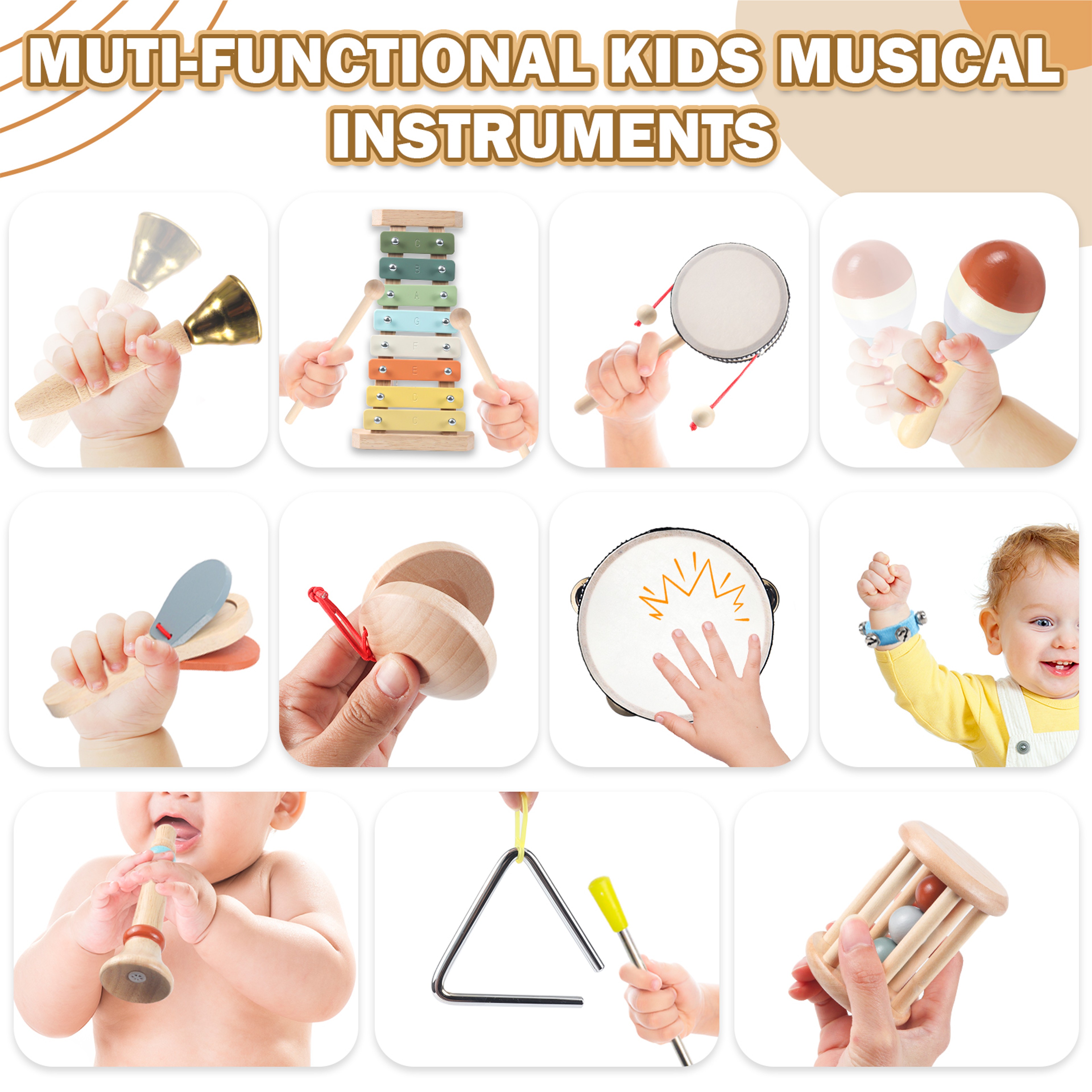 Montessori Toddler Musical Instruments Wooden Percussion Music Toy Set for Preschool Kids – view 6