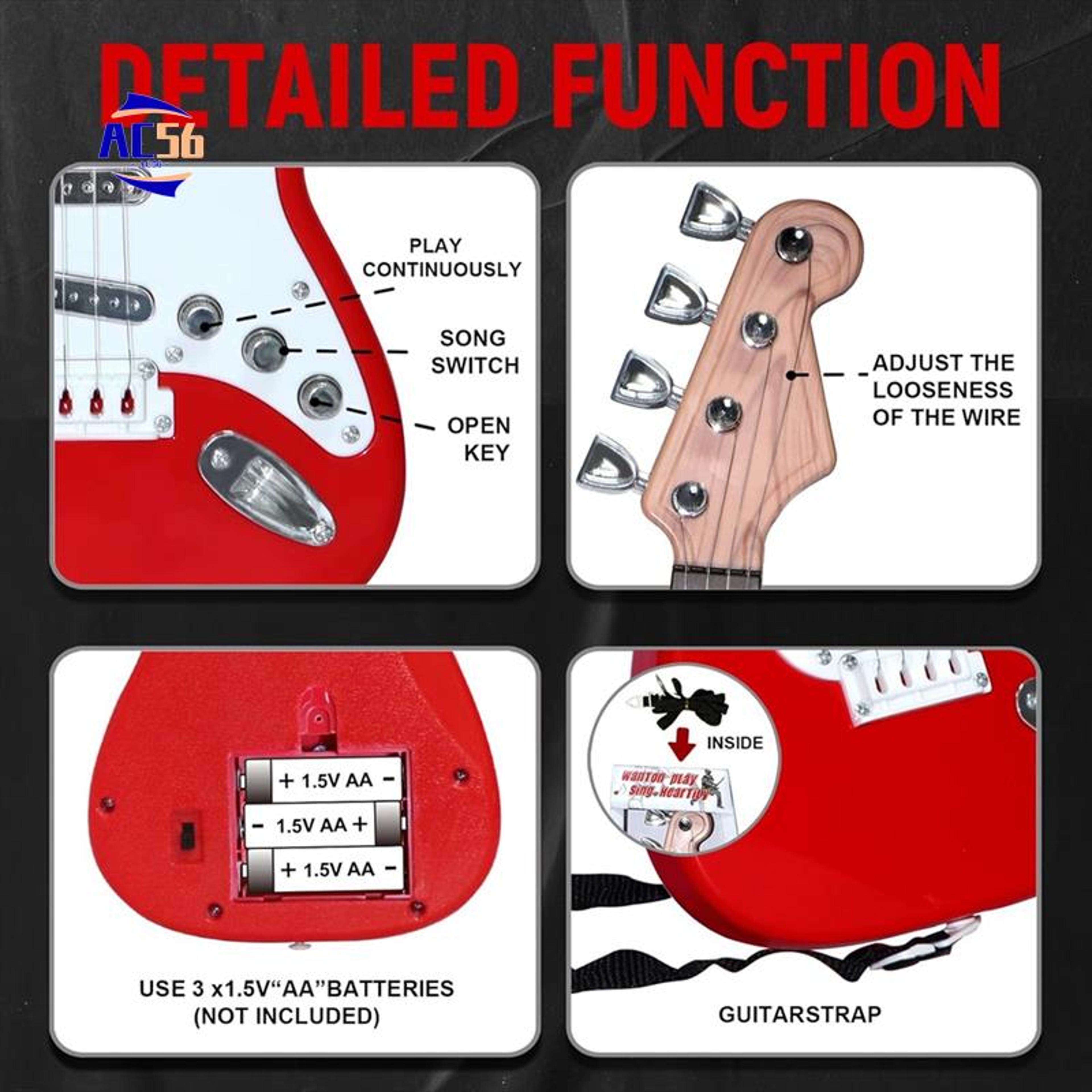Kids Guitar Toy 4 String Toy Electric Guitar Musical Instrument For Children 4
