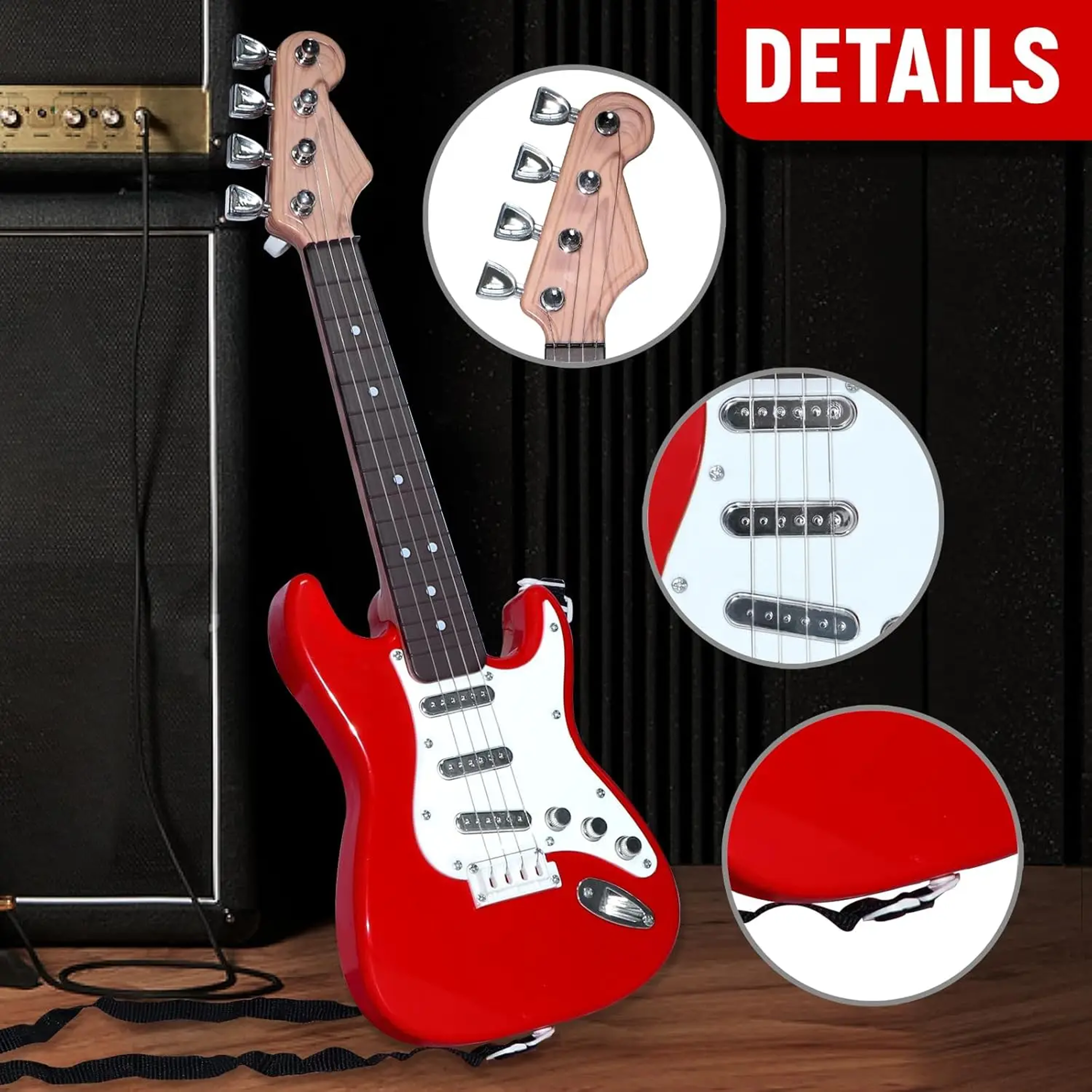 Kids Electric Guitar Toy For Kids 4 String Electronic Musical Instrument With Lights And Sounds 2