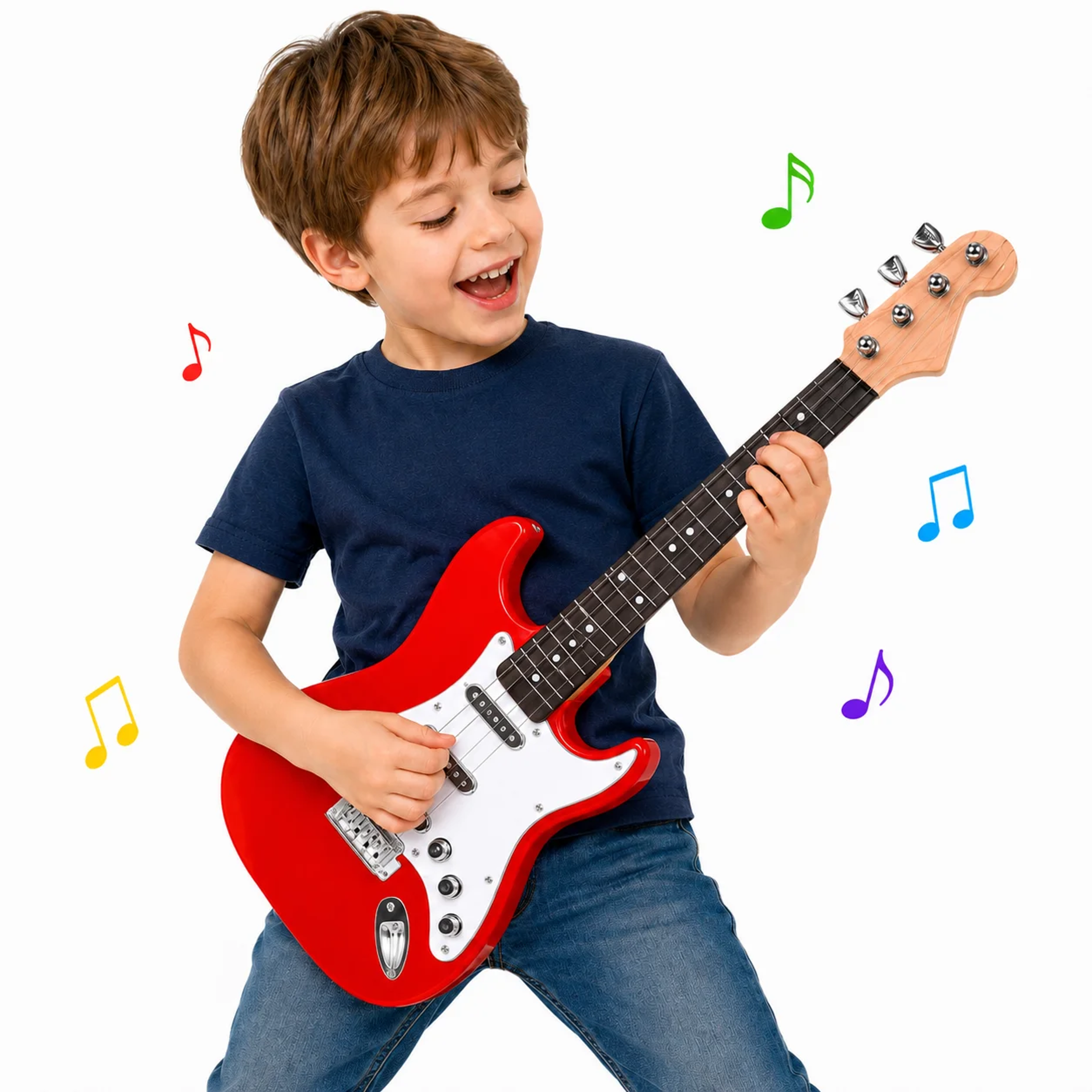Kids Electric Guitar Toy For Kids 4 String Electronic Musical Instrument With Lights And Sounds 8