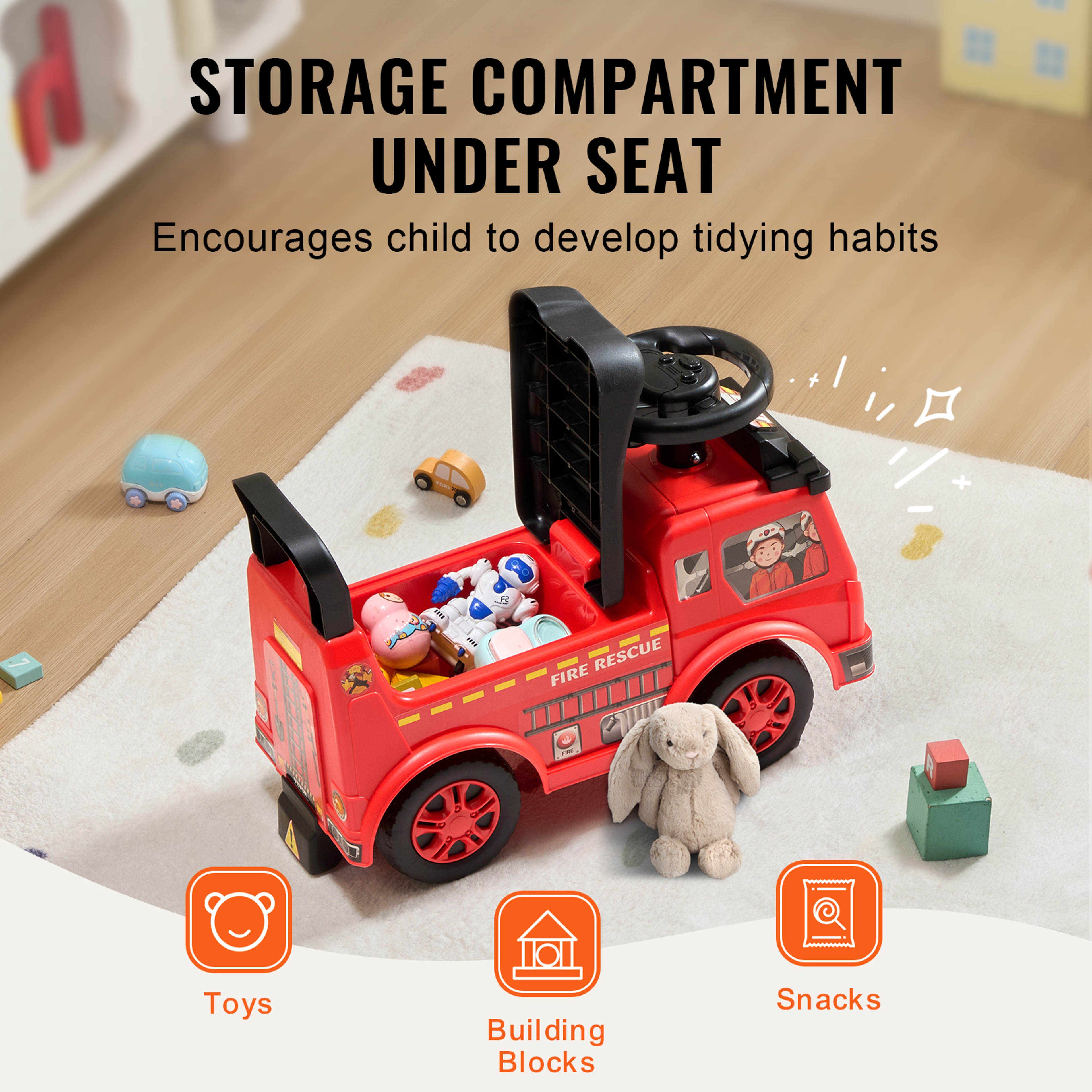 SucceBuy Toddler Ride On Car with Music & Storage Push Ride On Toy for Ages 1–3 – view 5