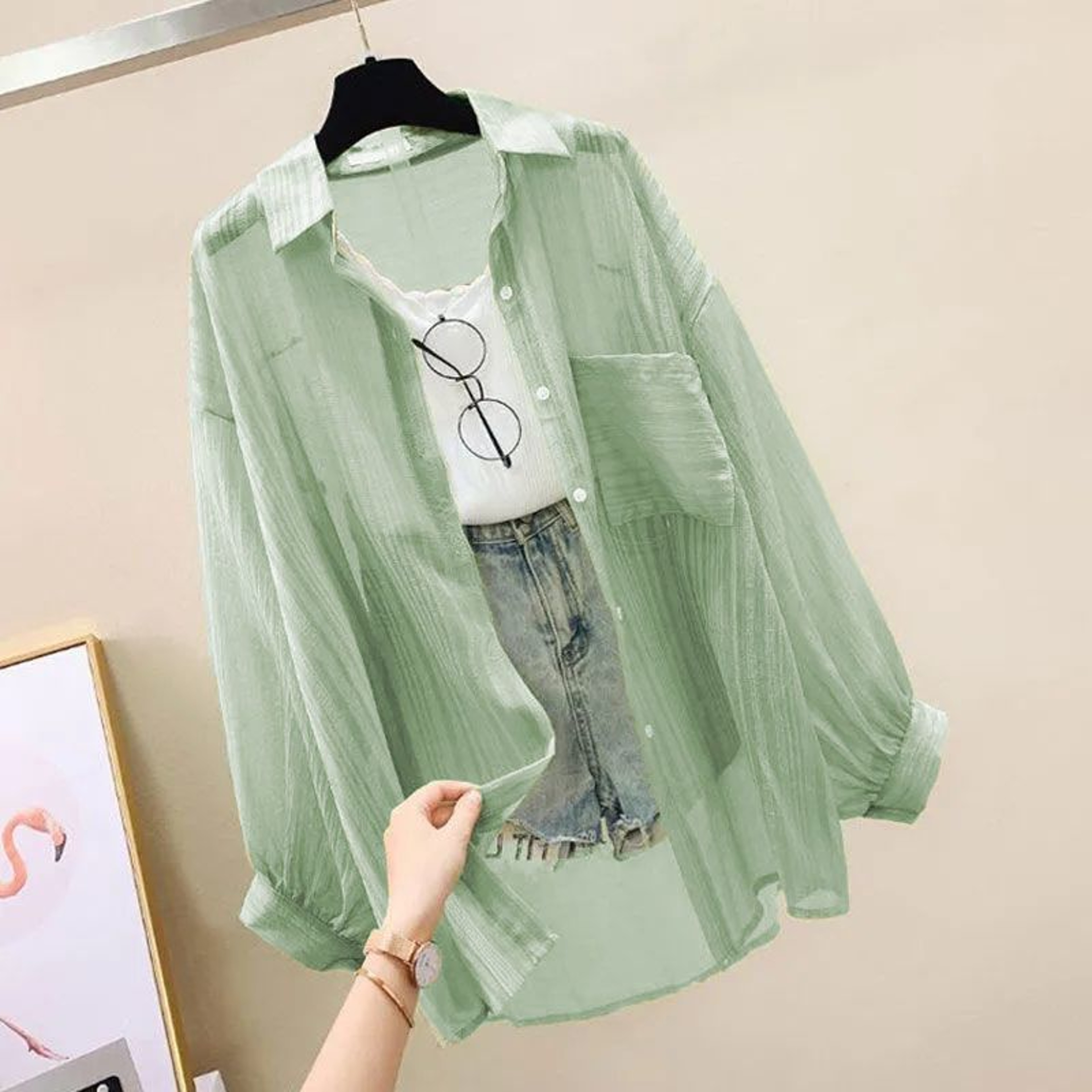 Summer Sunscreen Shirt Elegant Thin Chiffon Blouse Loose Top Casual Womens Cardigan Korean Harajuku Style – view 10
