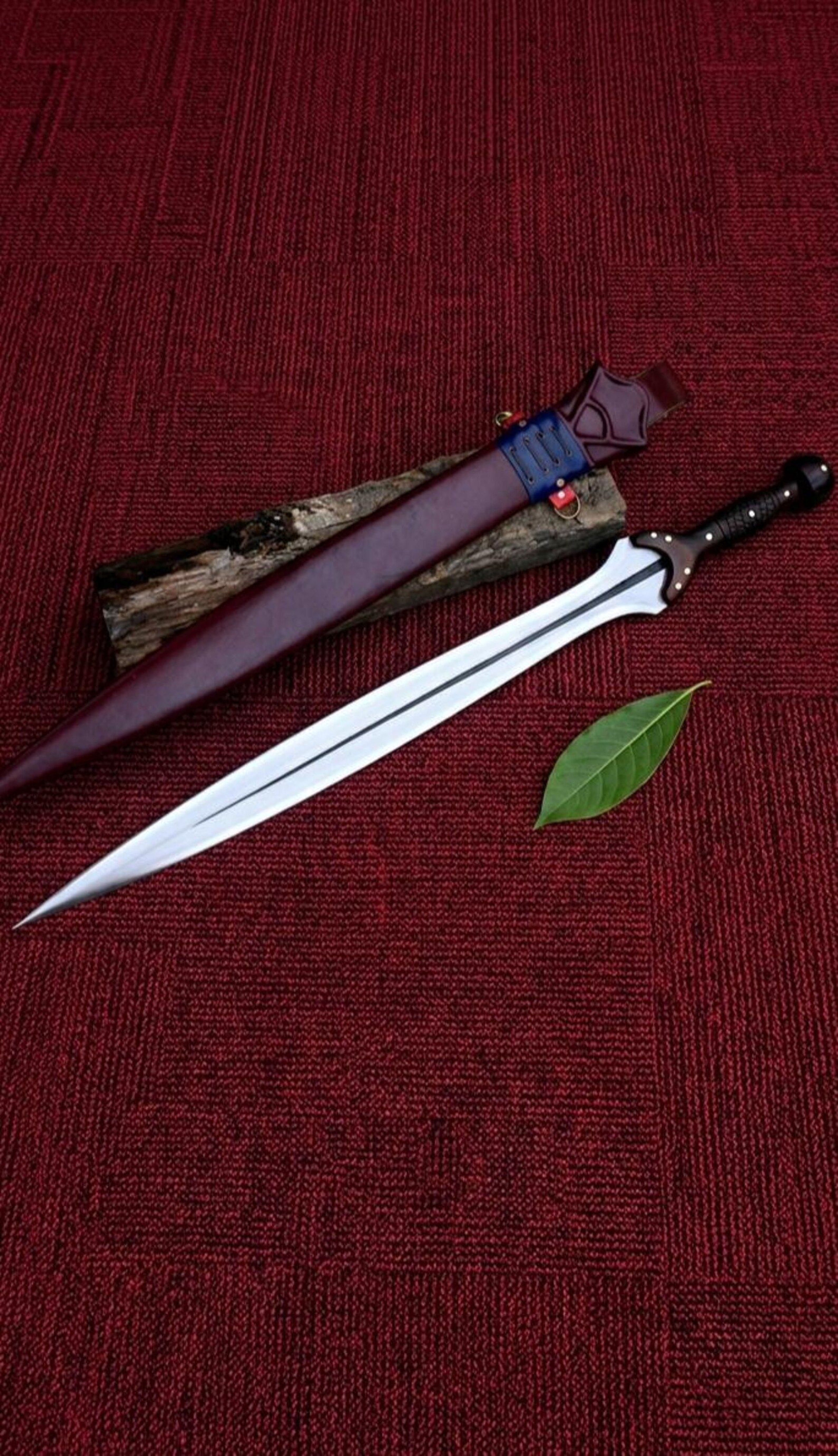 Handmade Steel Fantasy Sword Medieval Warrior Blade With Leather Sheath Cosplay Prop 2