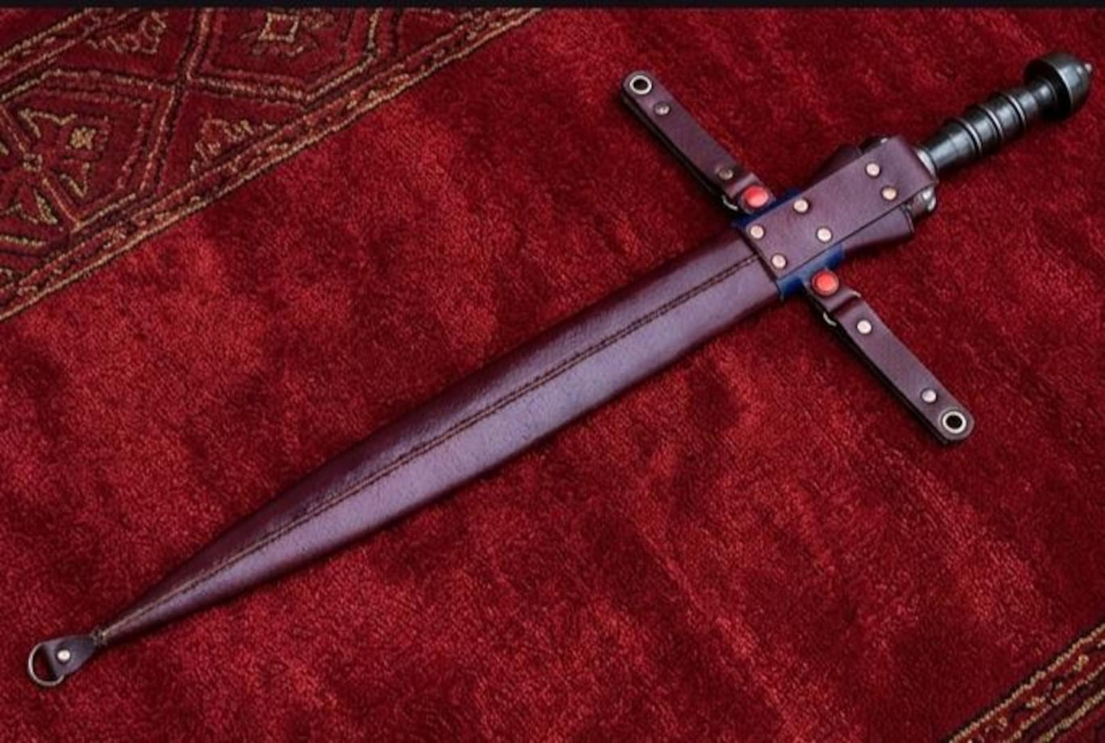 Handmade Steel Fantasy Sword Medieval Warrior Blade With Leather Sheath Cosplay Prop 4