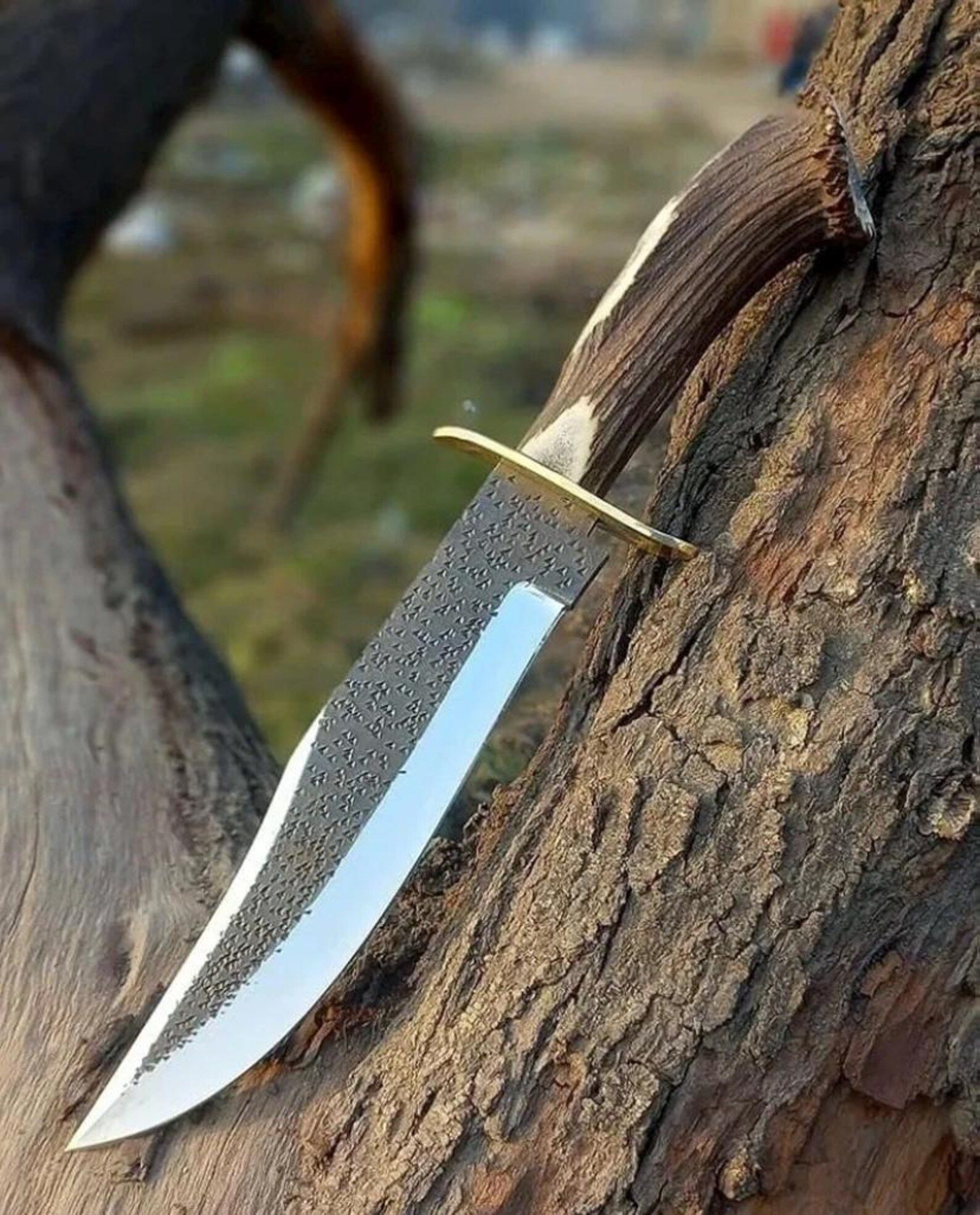Handmade Hunting Knife Antler Handle Leather Sheath Gift For Hunters 3