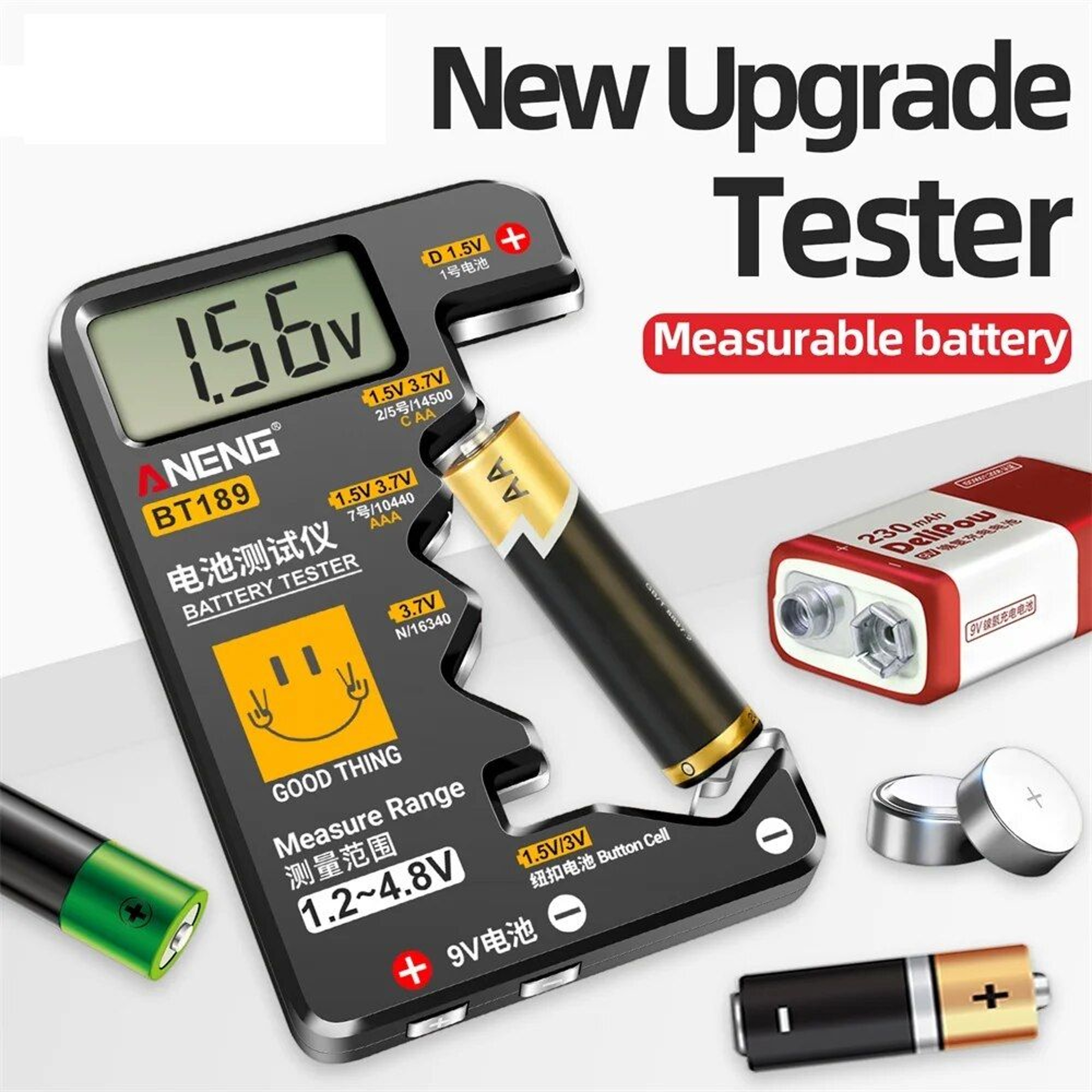 BT189 Universal LCD Battery Tester 9V AA AAA C D N  Button Cells Checker
