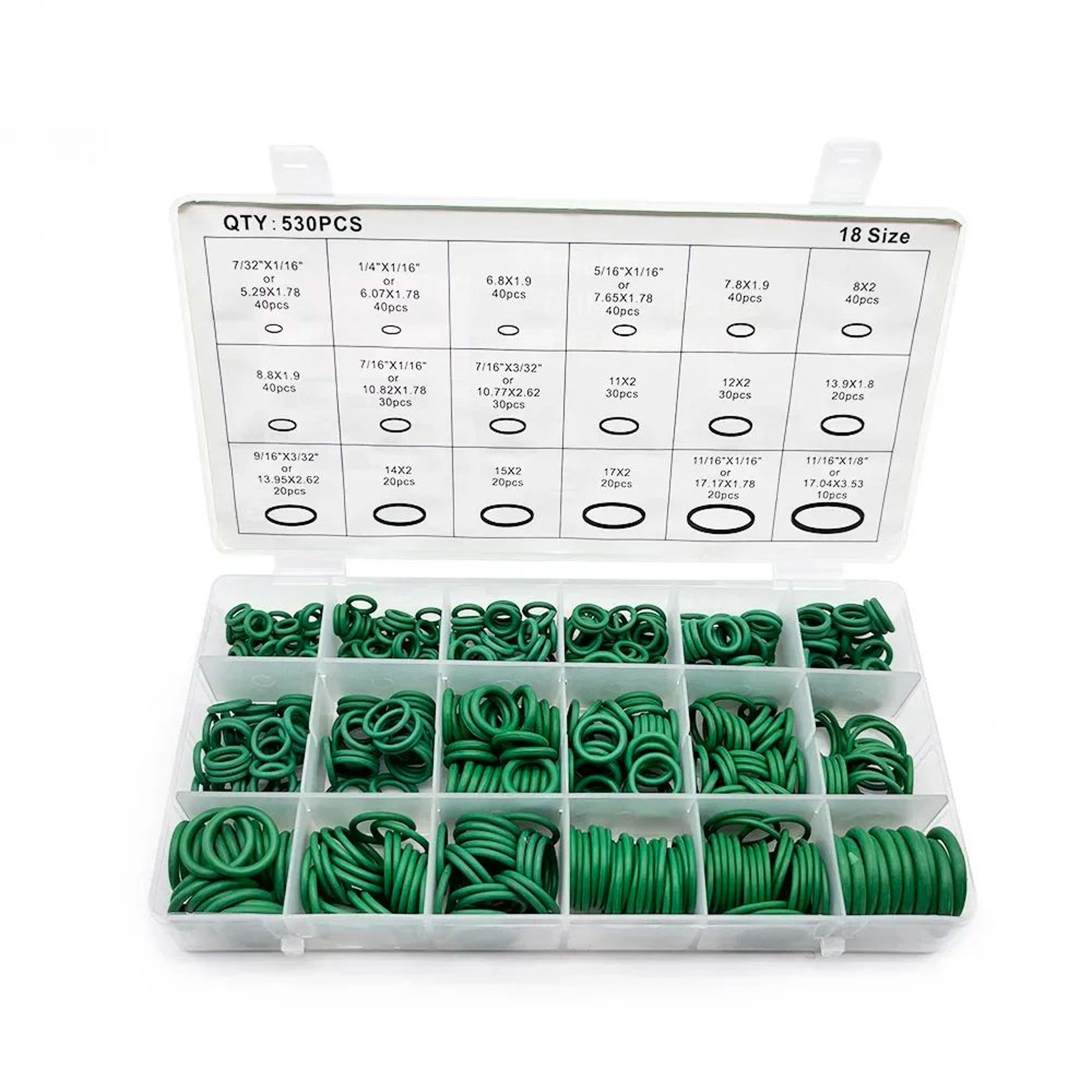 O Ring Assortment Kit 18 Sizes NBR Rubber Sealing Rings Automotive AC System Air Conditioning Gaske 0