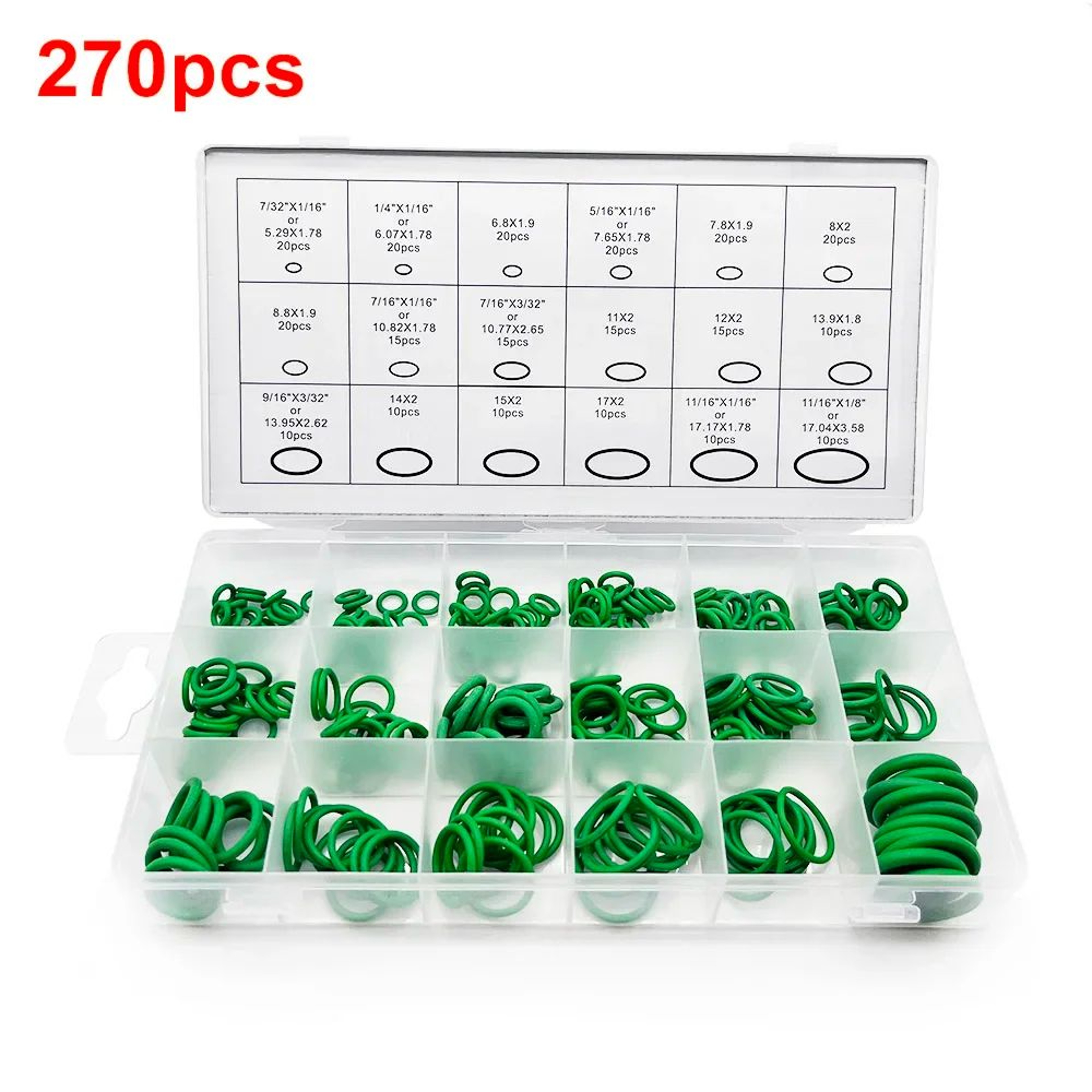 O Ring Assortment Kit 18 Sizes NBR Rubber Sealing Rings Automotive AC System Air Conditioning Gaske 5