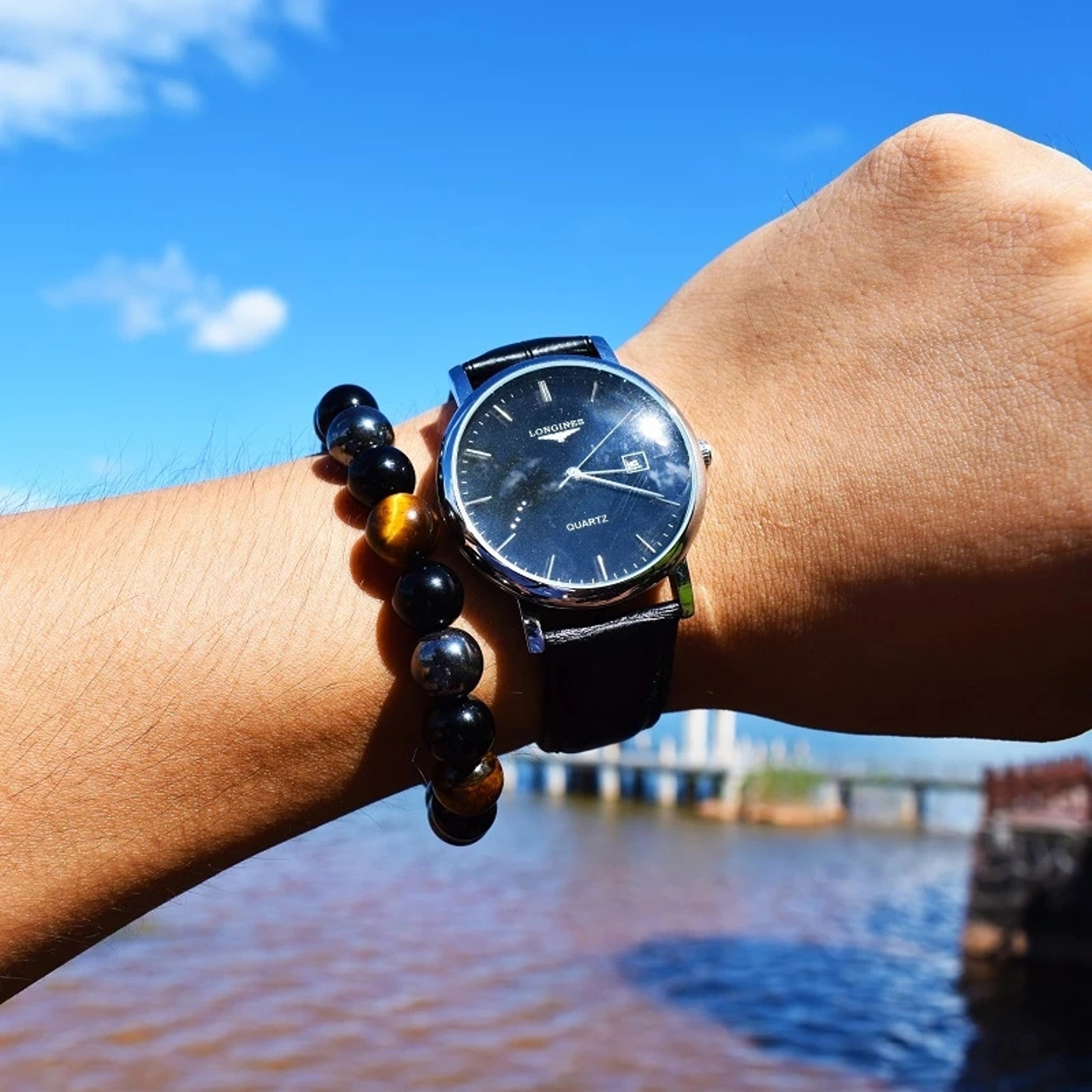 Natural Black Obsidian Hematite Tiger Eye Bead Bracelet Health  Protection Jewelry For Men  Women 0