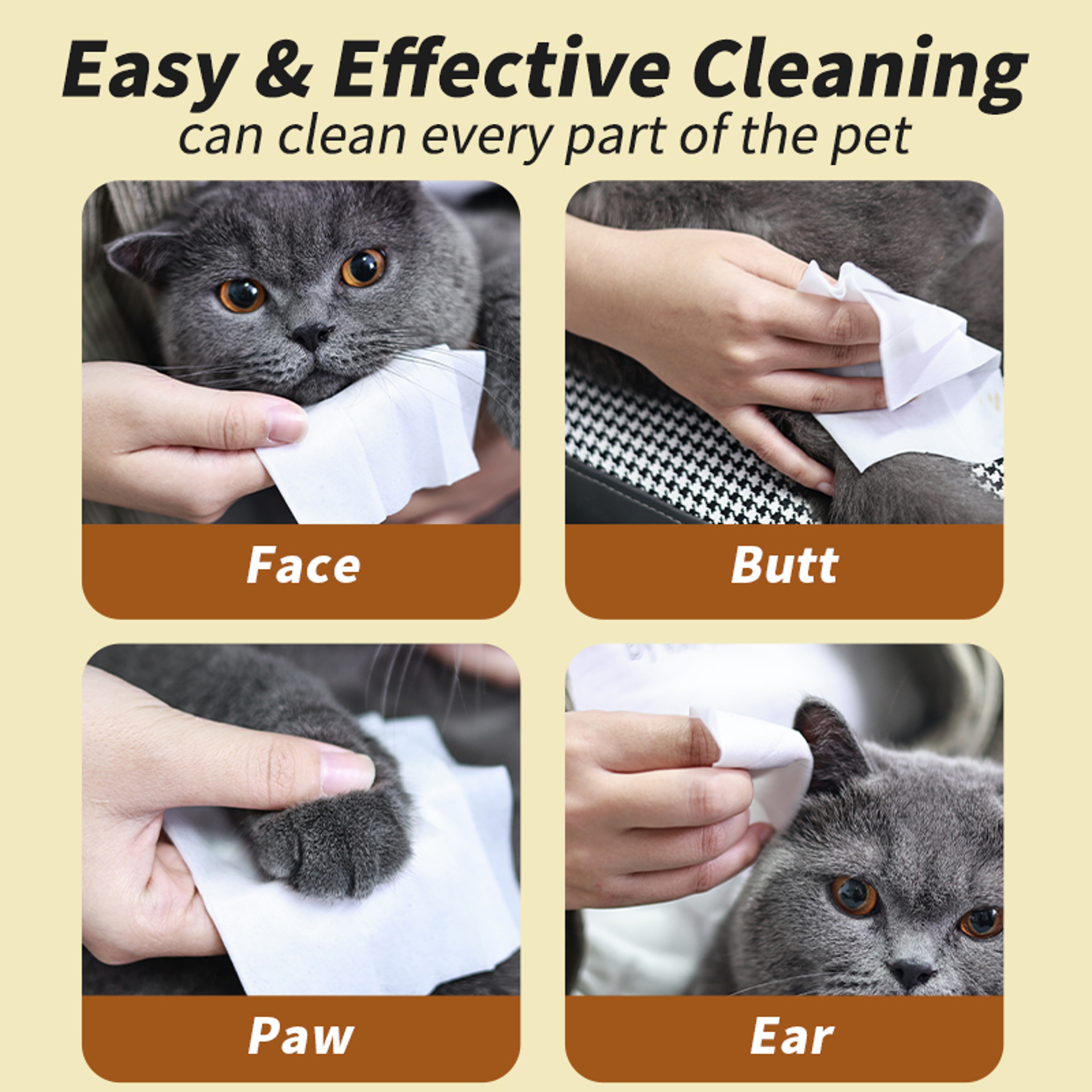 Multi Purpose Pet Wipes, Plant Based Care for Dogs Cats, Sensitive Skin Deodorizer, Odor Remover for Paws Ears Body – view 4