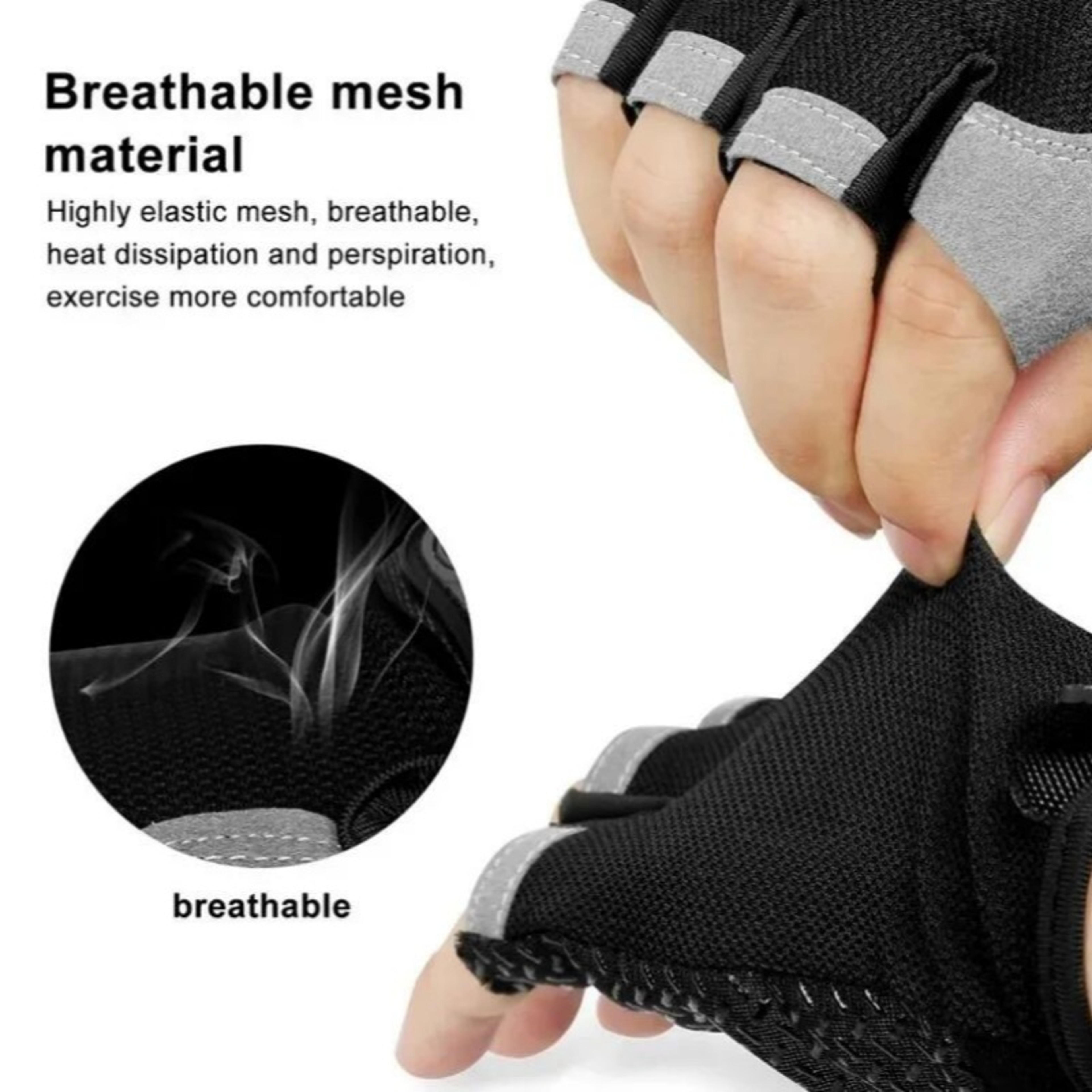 Gym Gloves Fingerless Gloves Anti-Slip Shock-Absorbing Breathable Gloves for Training Lifting Weight Cycling Performance – view 4