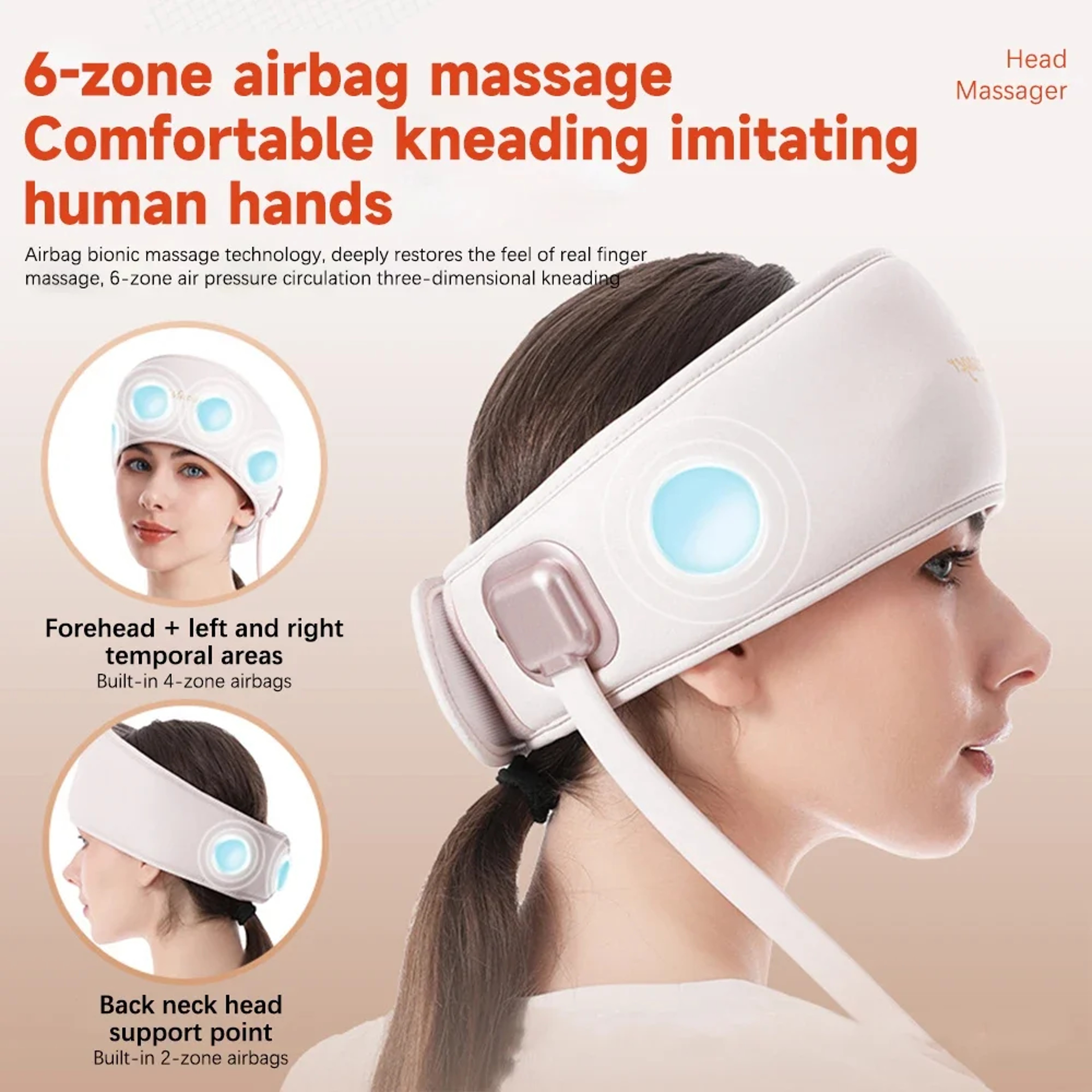 6-Zone Head Massage Device, Electric Head Massager with Heat, Air Pressure Eye Massager, Hot Compress, Music Therapy – view 2